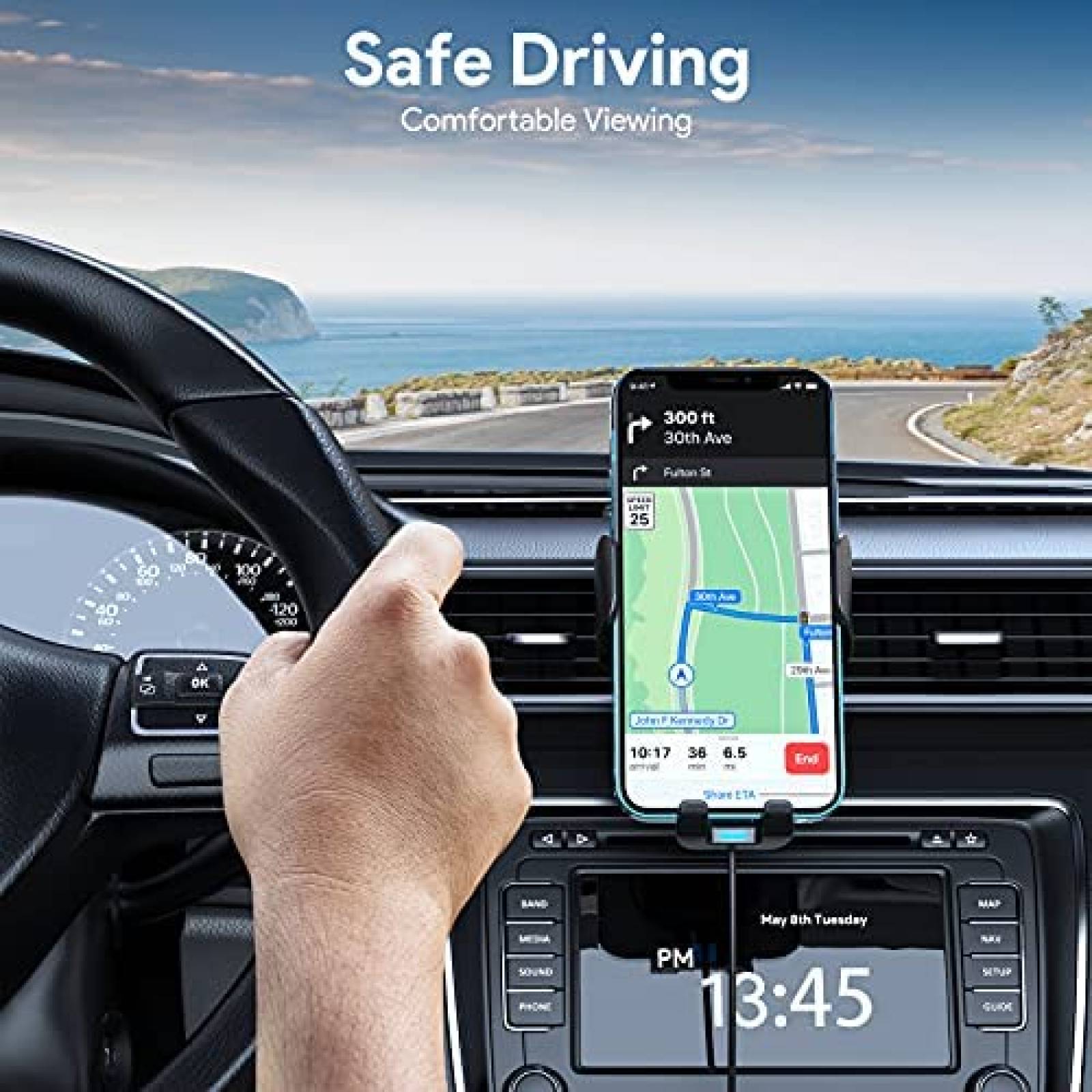 Soporte Cargador de Auto JNL para Celular 4.7-6.8'' -Negro