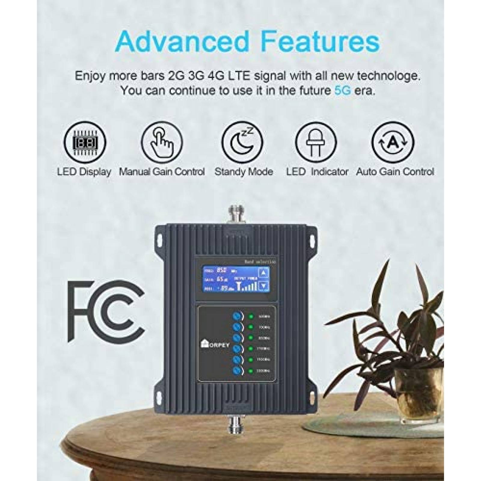Amplificador Señal ORPEY 5G 4G LTE 3G GSM AT&T -Blanco