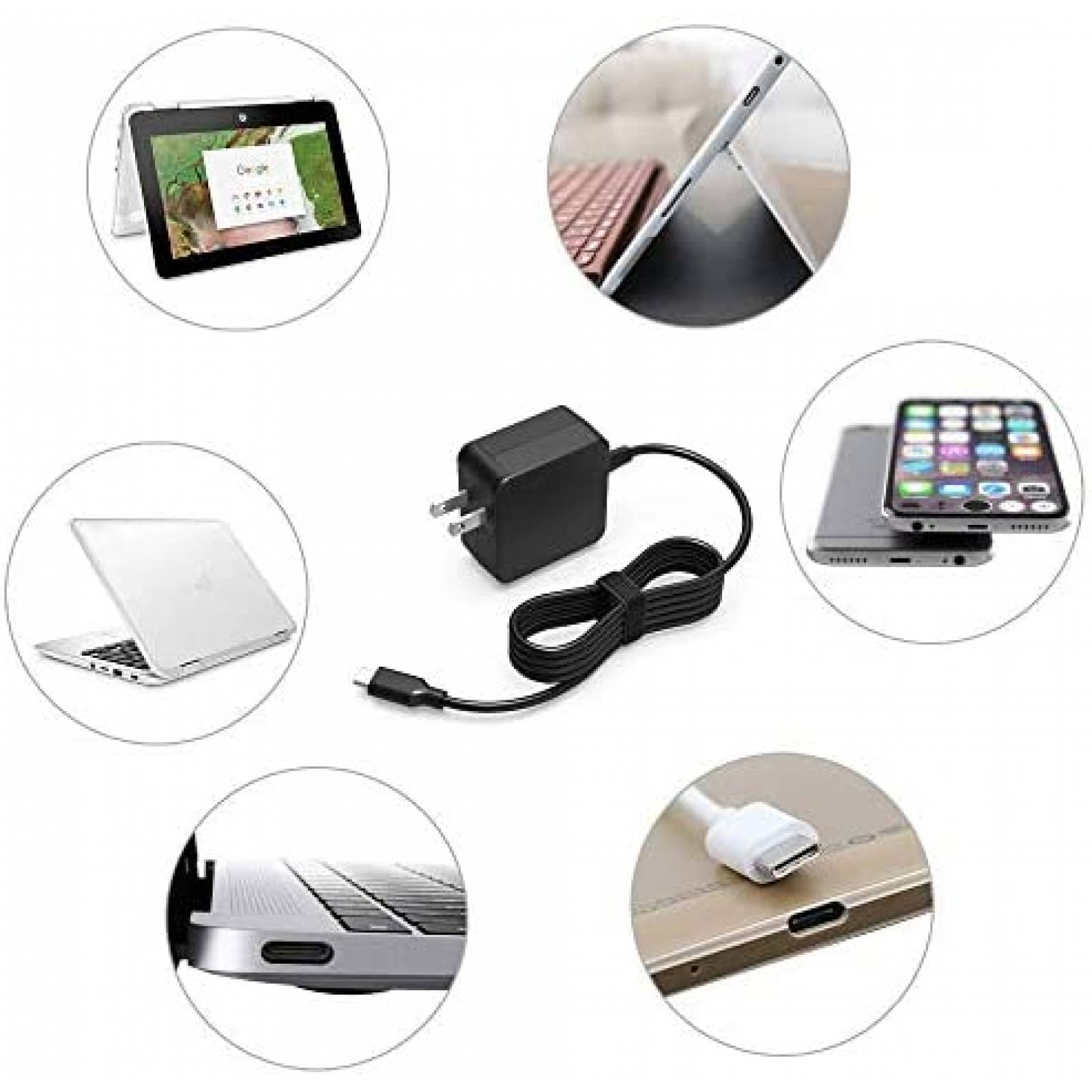 Cargador Universal Superer para Asus Chromebook 45W -Negro