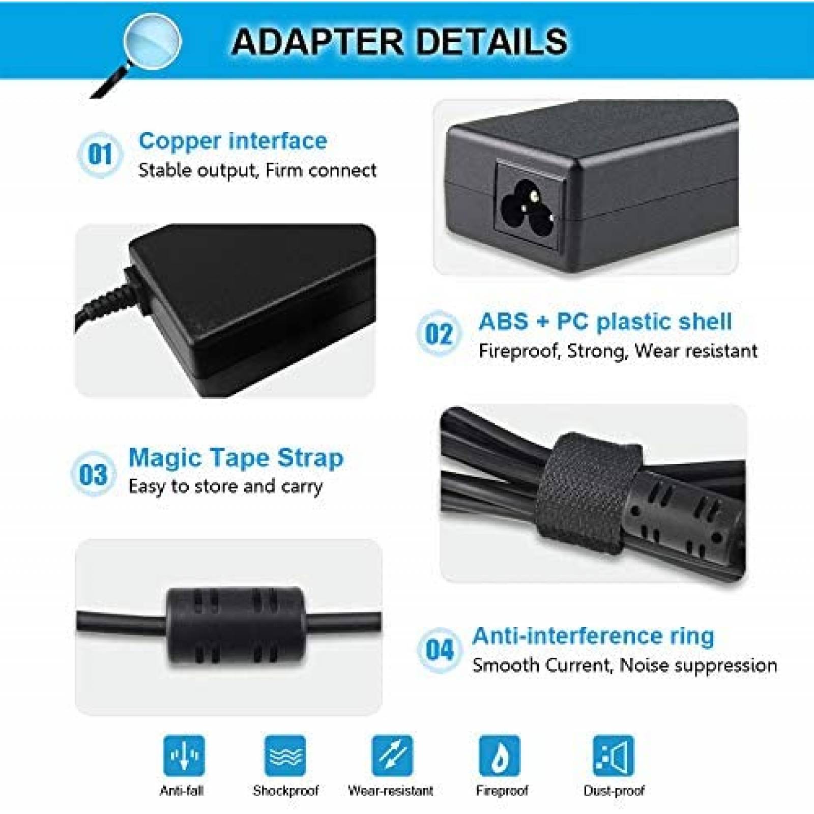 Cargador Generico DC 19V 4.74A AC 100-240V 50-60Hz -Negro