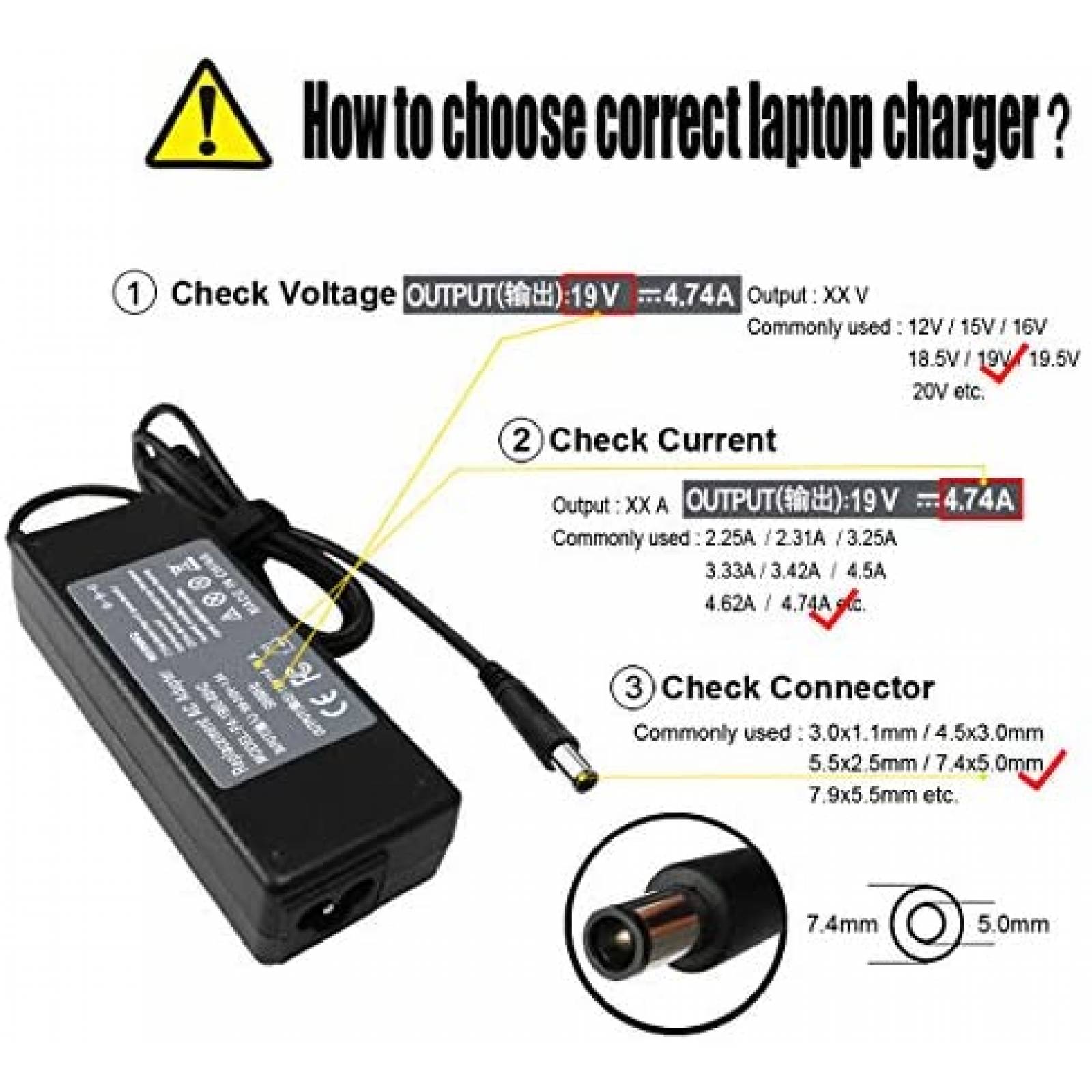 Cargador Generico DC 19V 4.74A AC 100-240V 50-60Hz -Negro