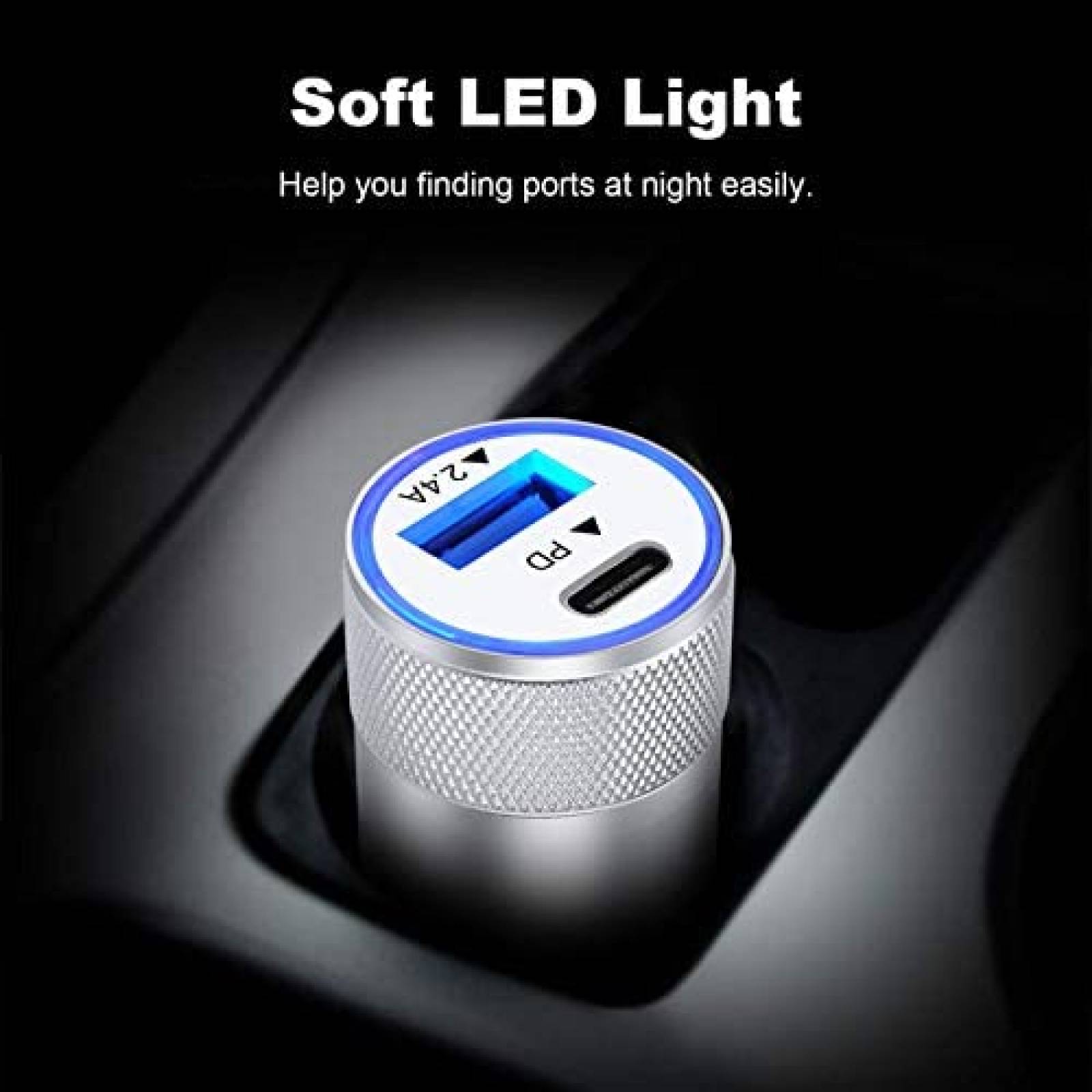 Set cargador USB-C FiveBox x4 enchufe auto/pared -Blanco