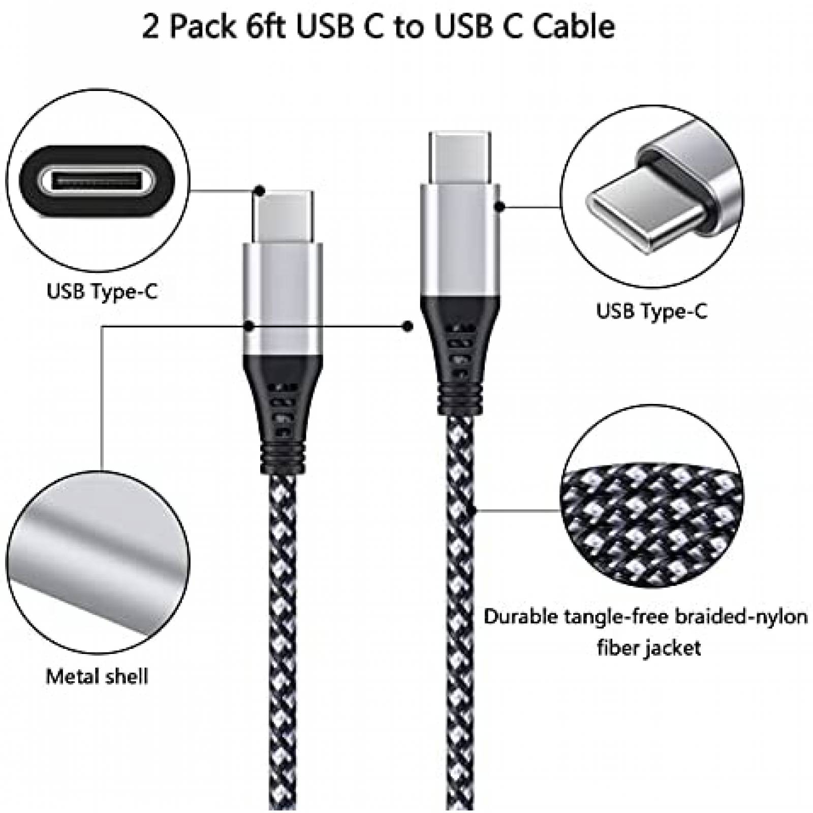Set cargador USB-C FiveBox x4 enchufe auto/pared -Blanco