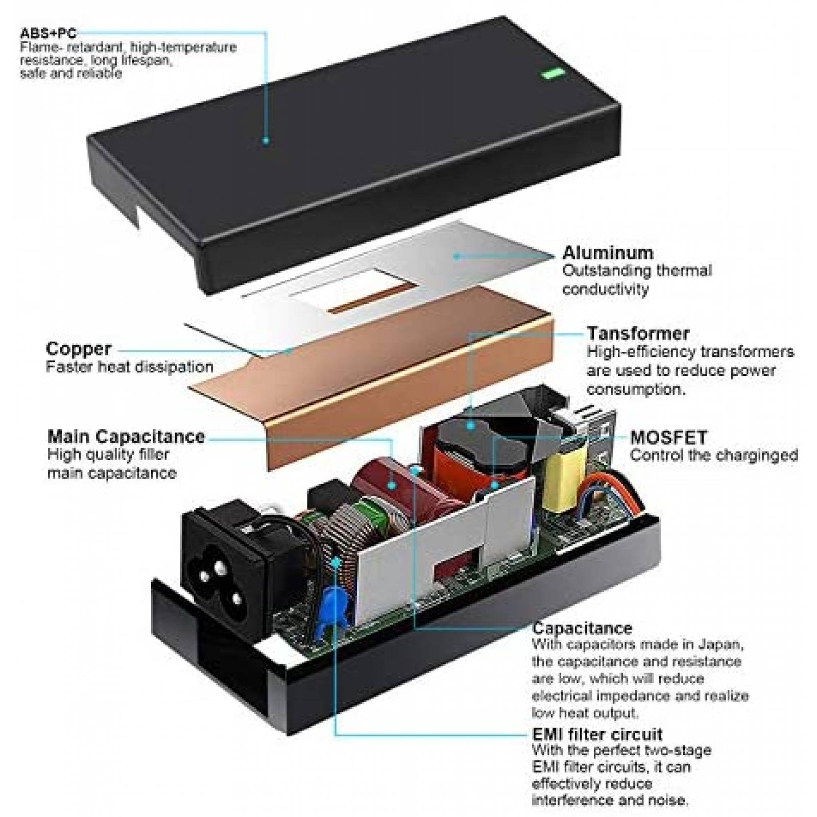 Cargador ZAYAUPVL 45W USB-C para Lenovo Chromebook -Negro