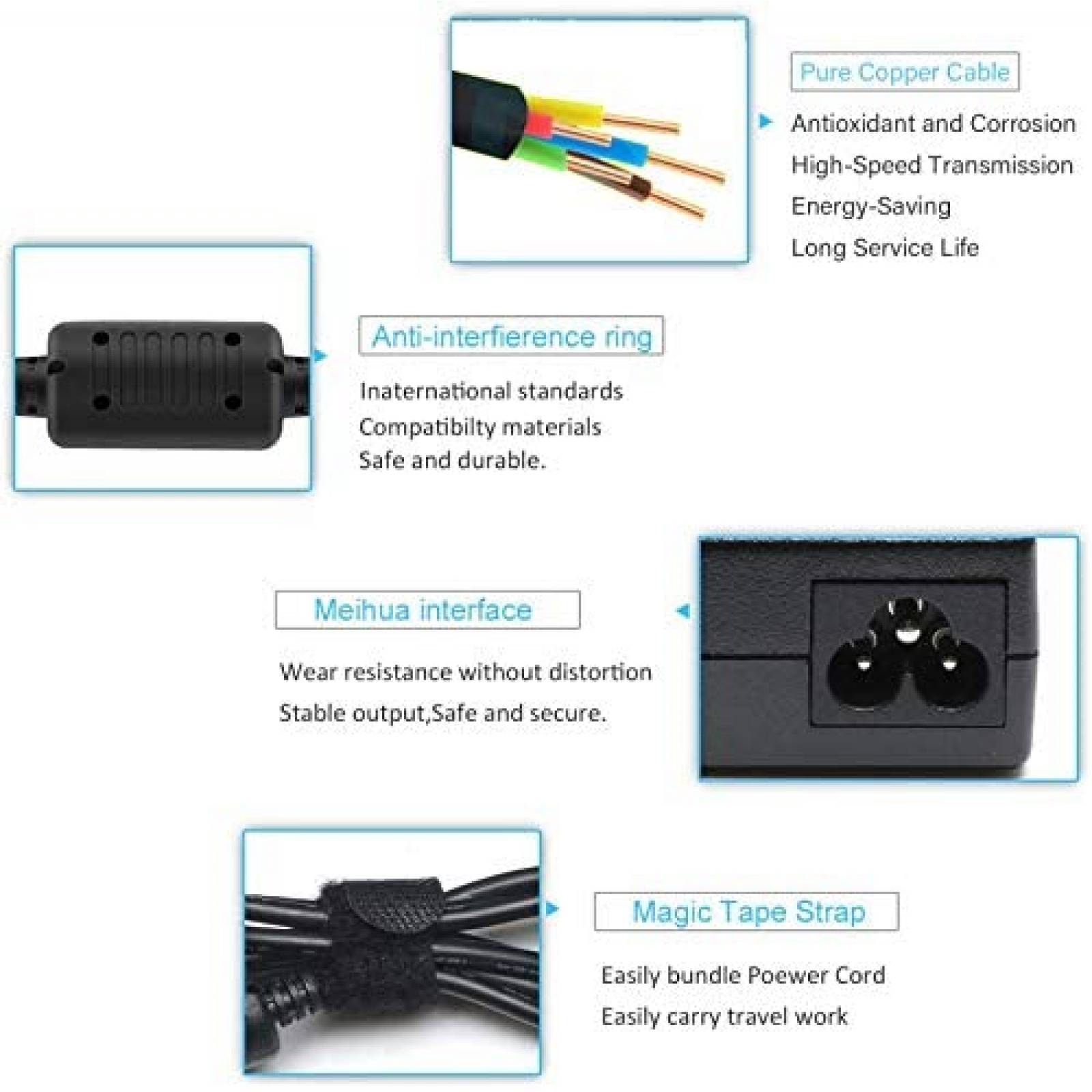 Cargador ZAYAUPVL 45W USB-C para Lenovo Chromebook -Negro