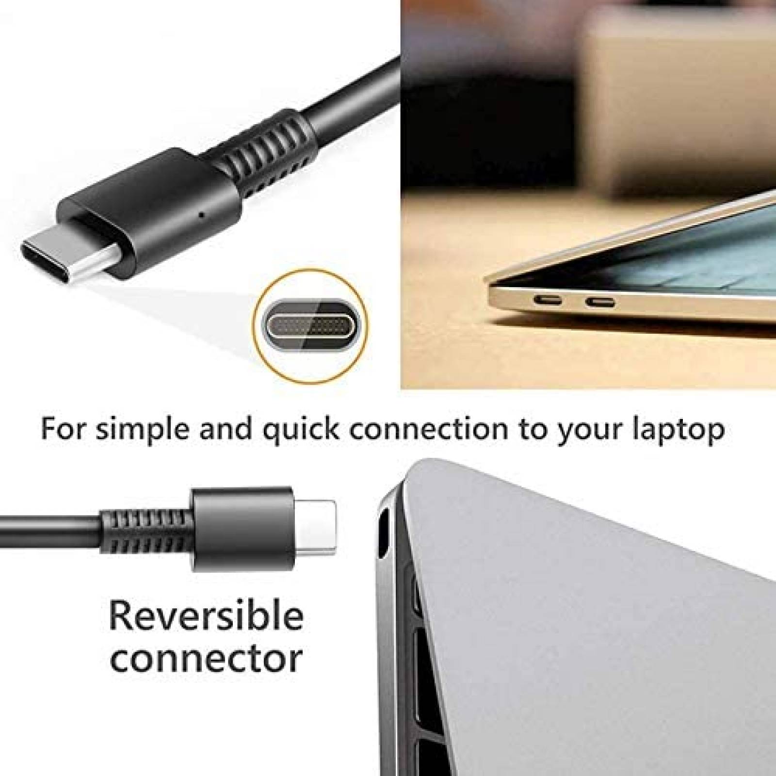 Cargador ZAYAUPVL 45W USB-C para Lenovo Chromebook -Negro