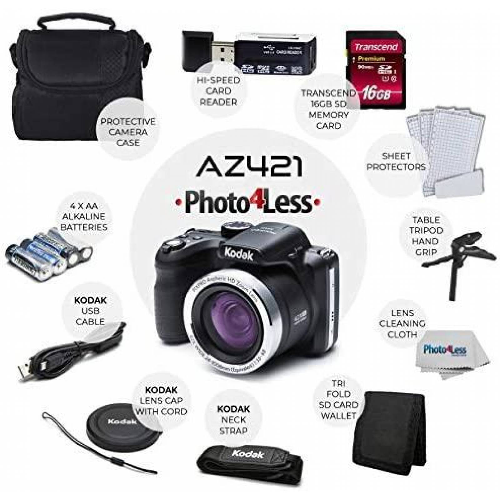 Camara Digital PHOTO4LESS Kodak PIXPRO AZ421 con Accesorios