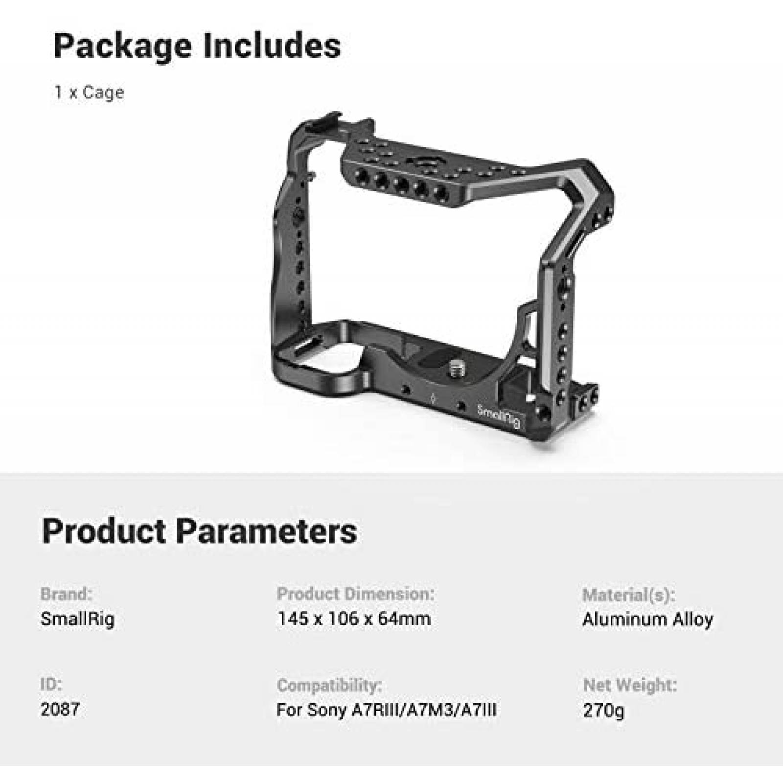 Jaula SmallRig para camara Sony A7RIII/A7III/A7M3 -Negro