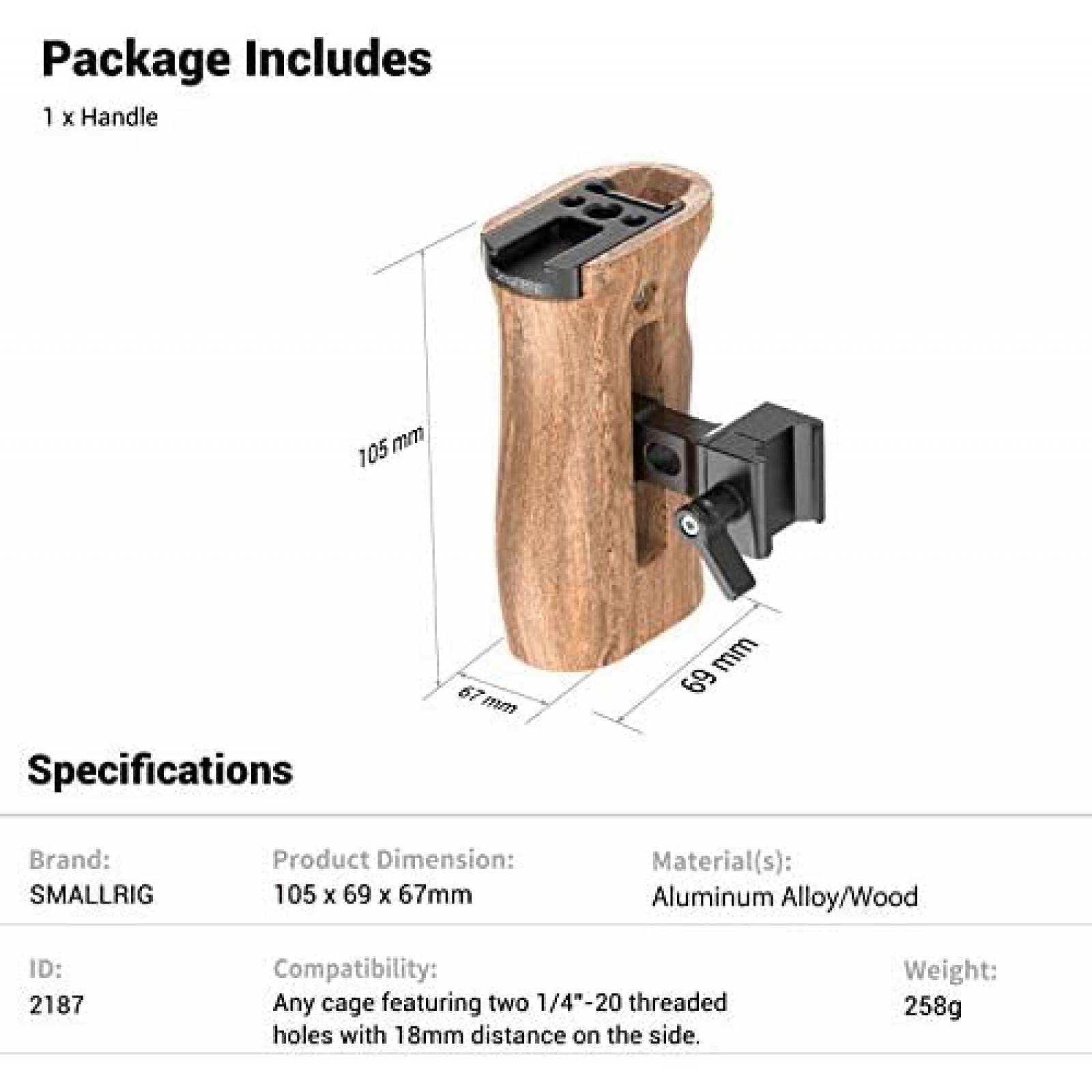 Jaula SMALLRIG Agarradera Universal con Soporte para Camara
