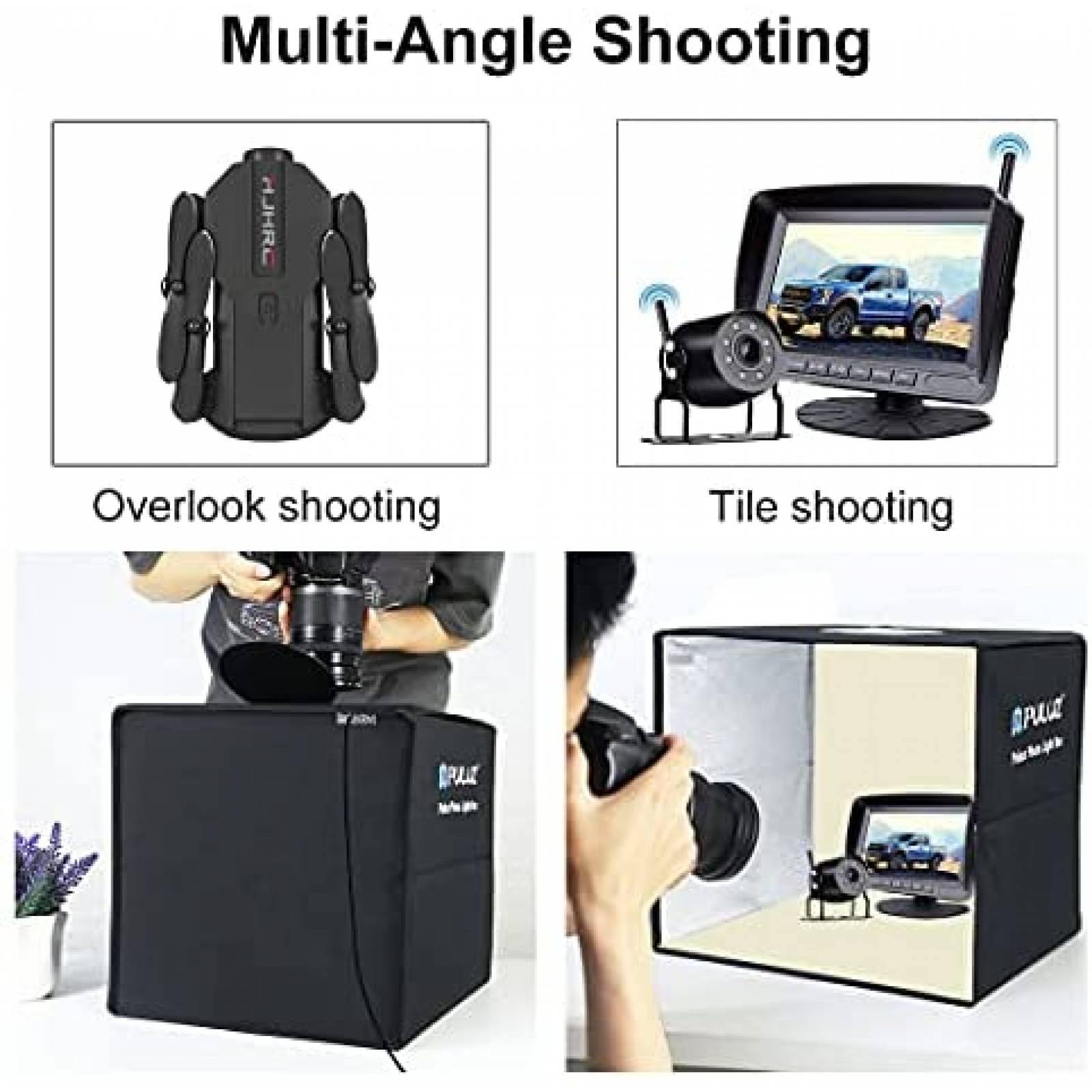 Caja Luz OBEST 15.8''X15.8'' Papel Fondo 12 Colores -Negro