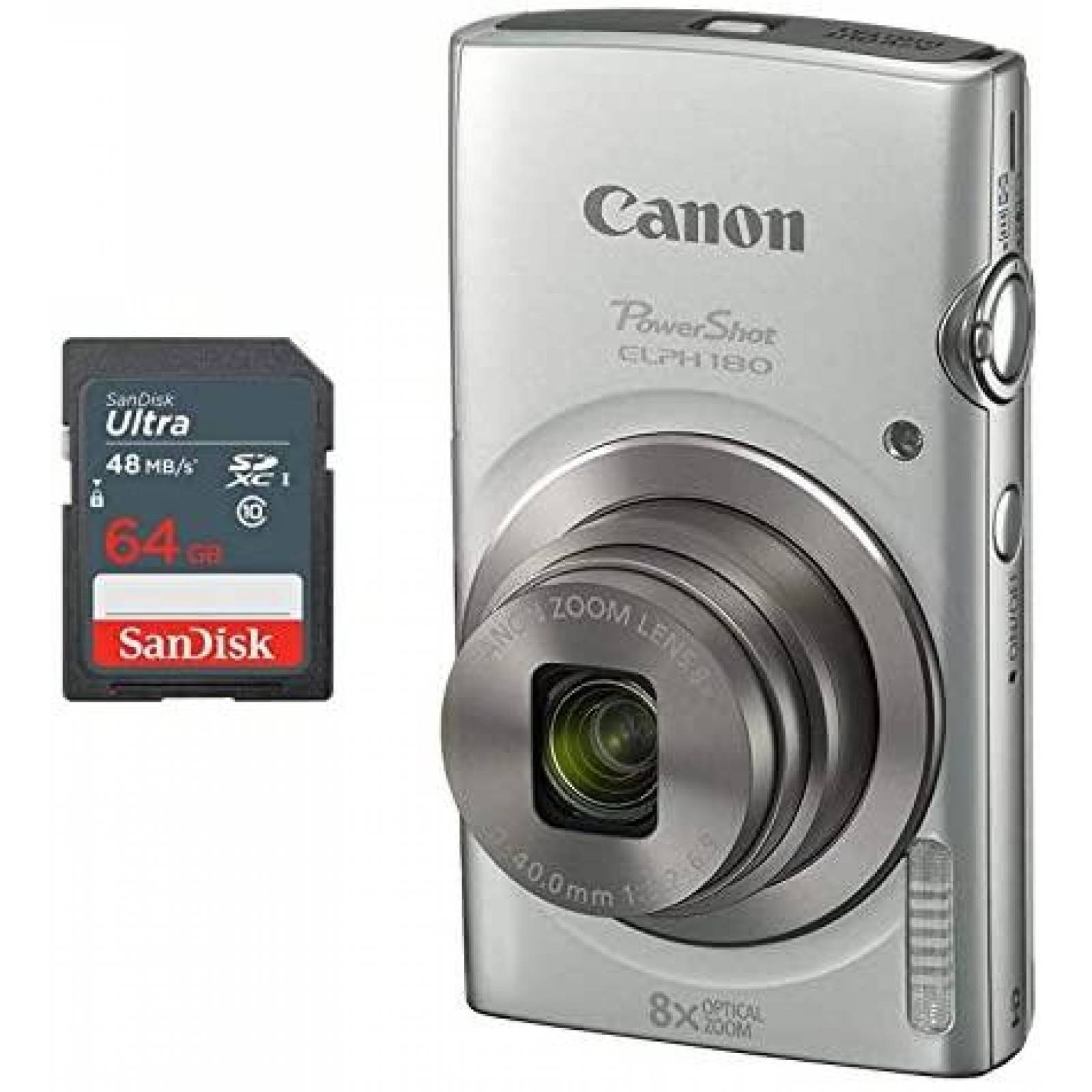 Camara Canon PowerShot ELPH 180 Digital + Memoria de 64 GB