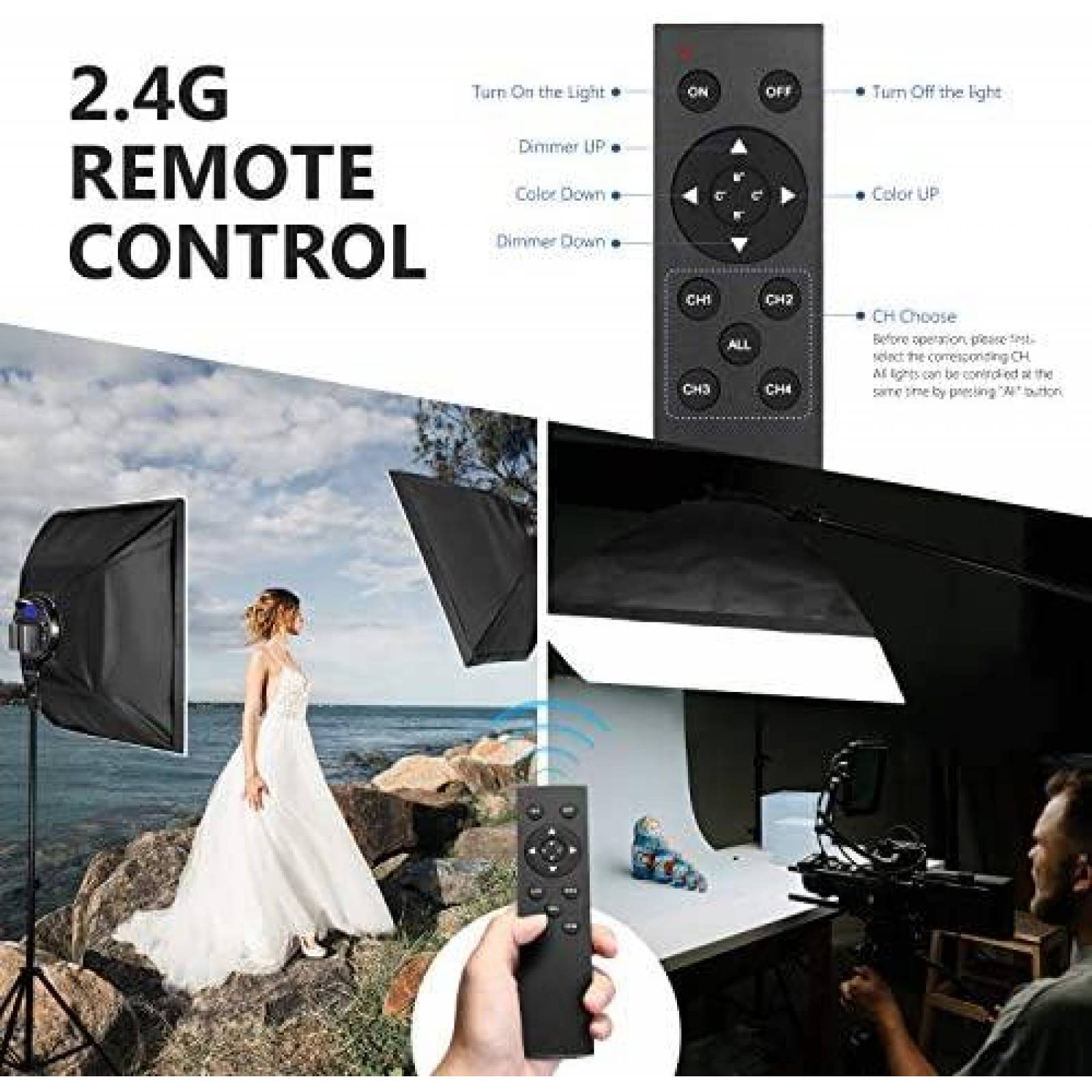 Kit de Iluminacion Neewer LED Softbox LED 2.4G con Filtros