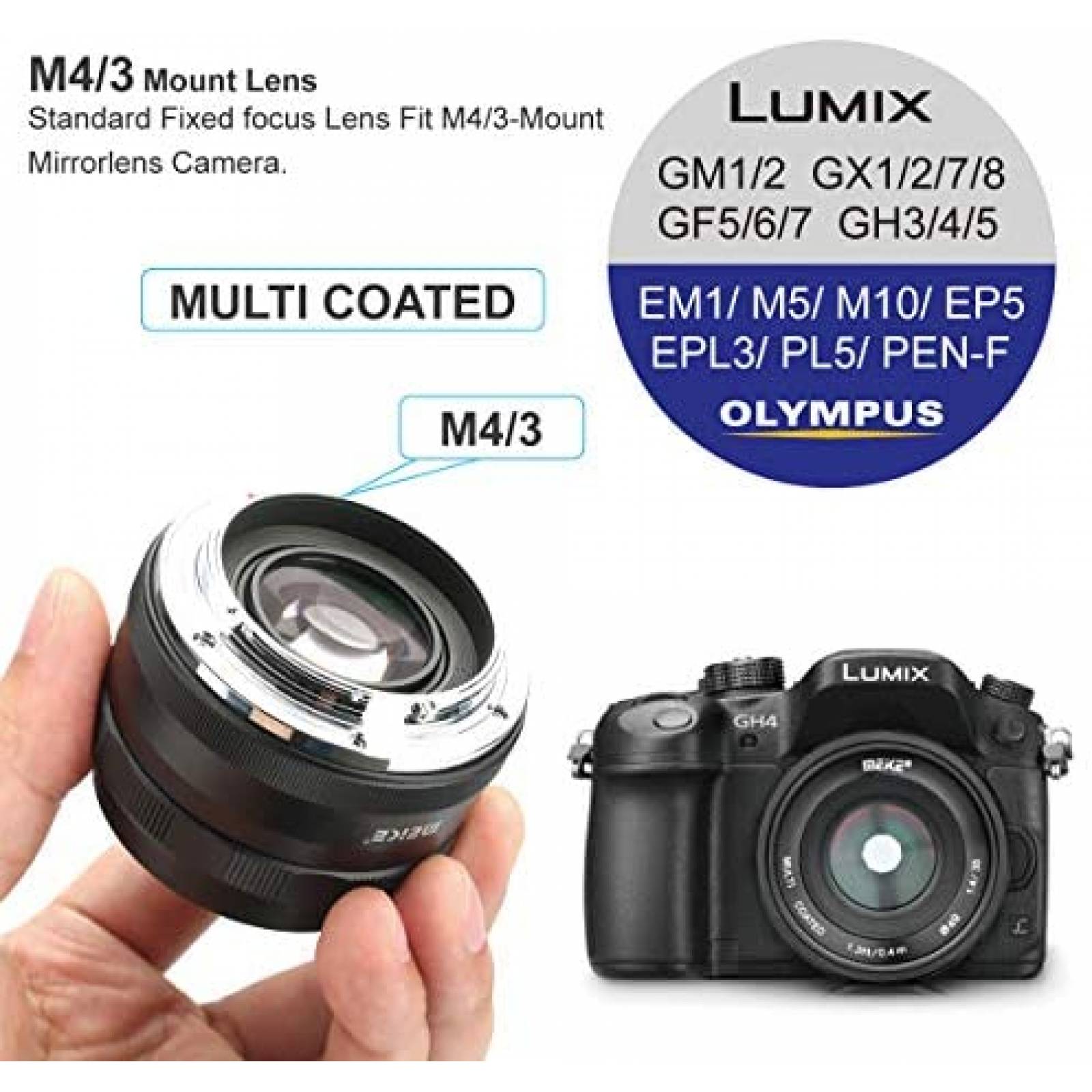 Lente de Camara Meike 35mm F1.4 para Olympus/Pansonic -Negro