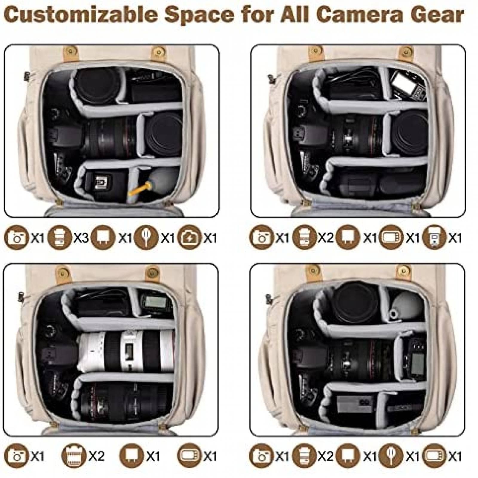 BAGSMART - Mochila para cámara DSLR, mochila impermeable para fotógrafos,  mochila de fotografía antirrobo con compartimento para laptop de 15  pulgadas