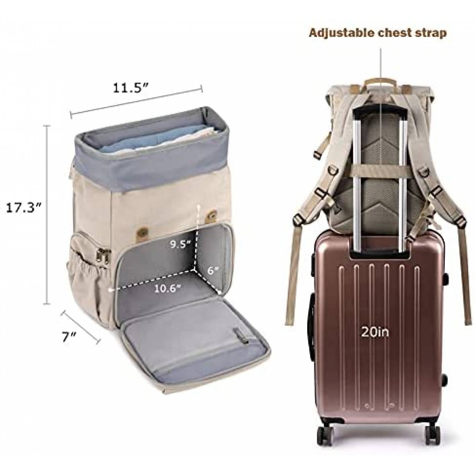 Mochila Bagsmart para Laptop de 15'' y Camara DSLR -Beige