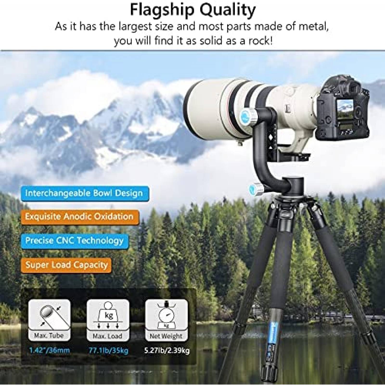 Tripode ARTCISE AS88C de fibra de carbono pequeño -Negro