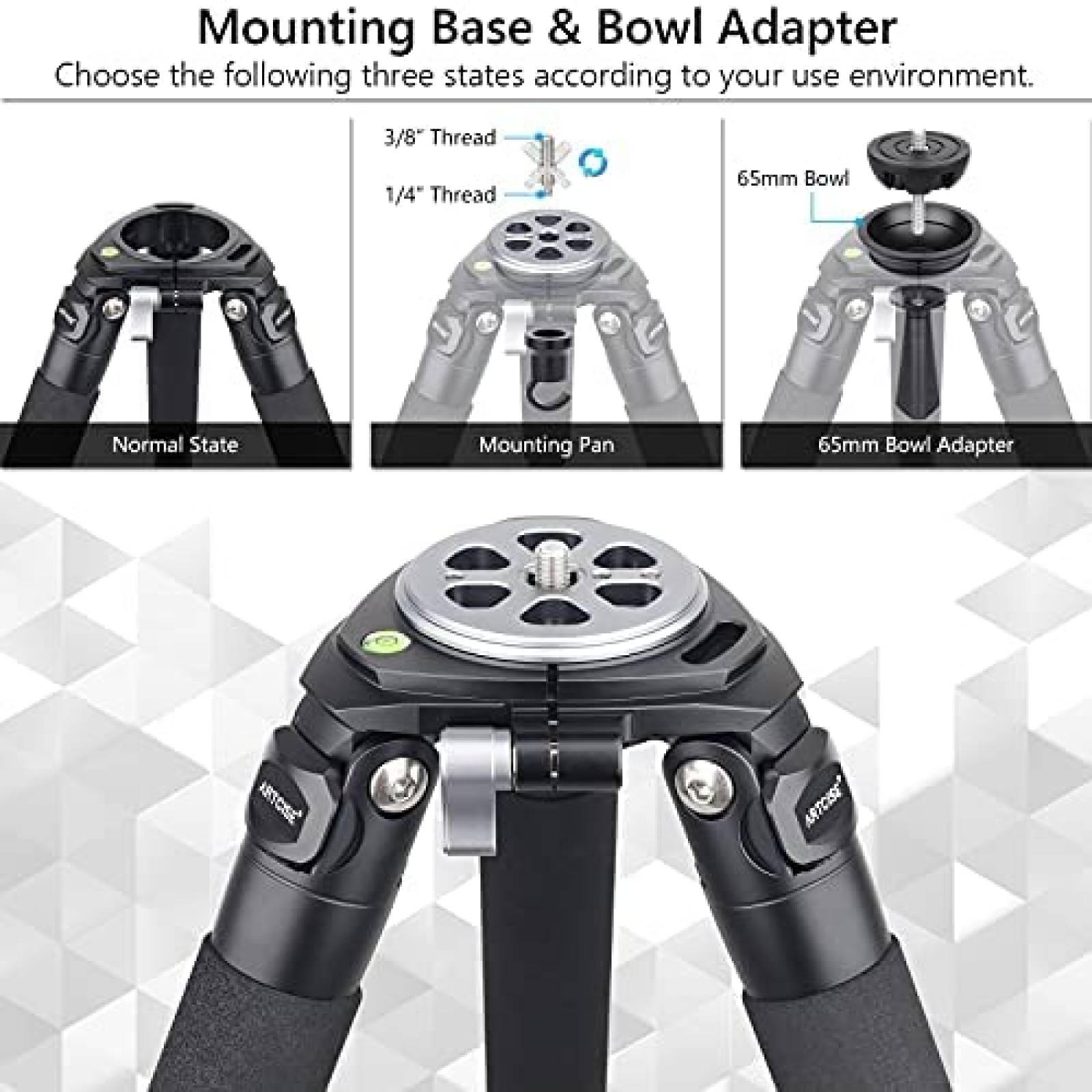 Tripode ARTCISE AS88C de fibra de carbono pequeño -Negro