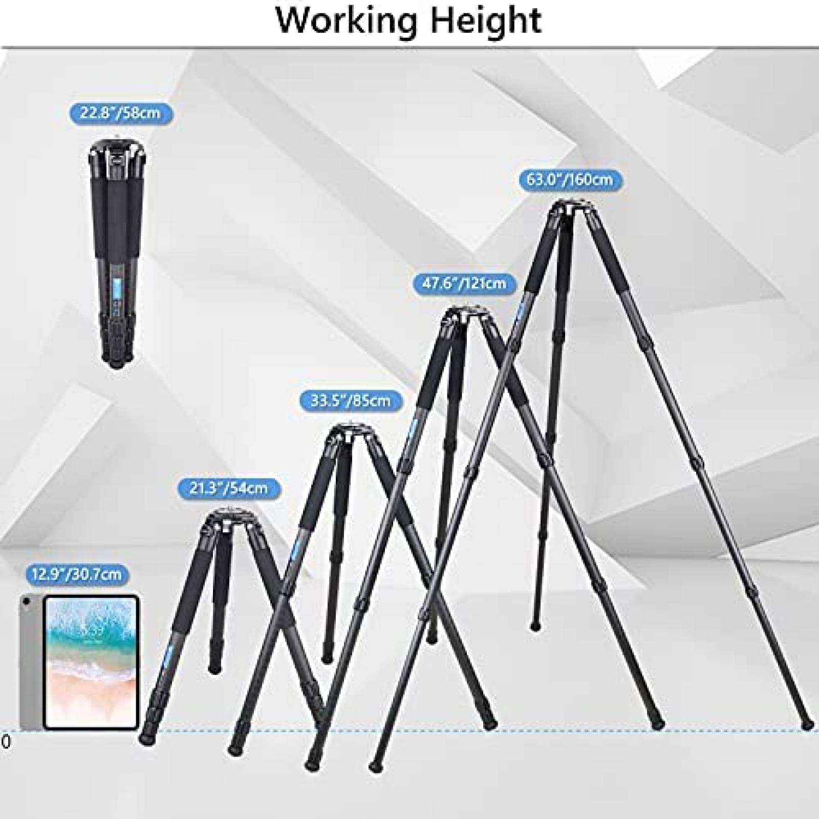 Tripode ARTCISE AS88C de fibra de carbono pequeño -Negro