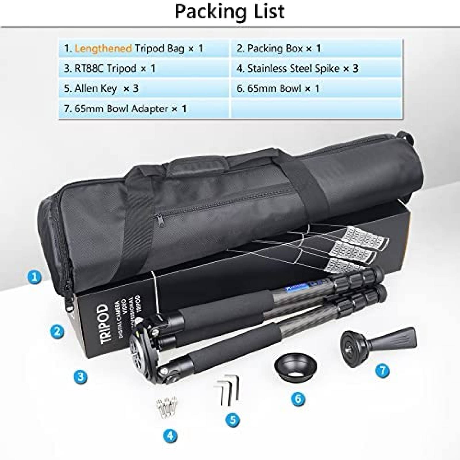 Tripode ARTCISE AS88C de fibra de carbono pequeño -Negro