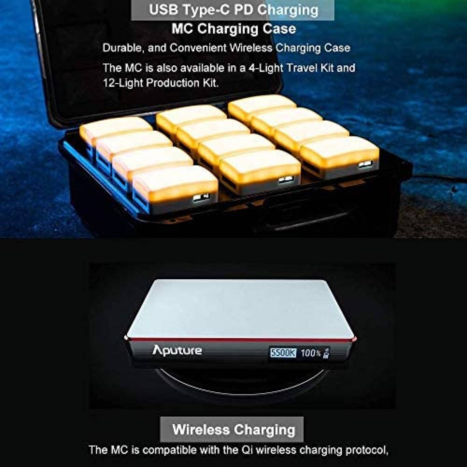 Luz de video Aputure Amara AlMC 3200K-6500K -Negro