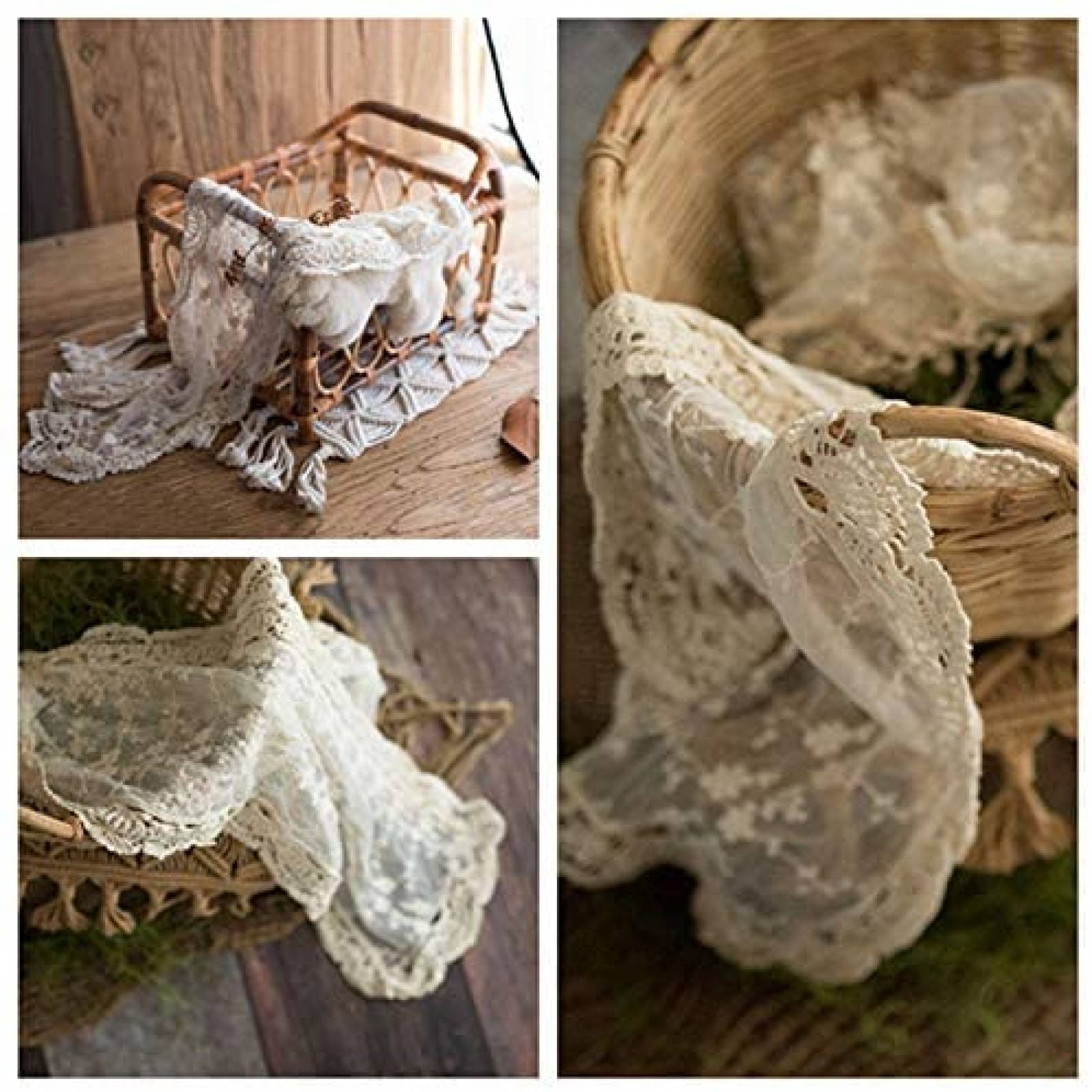 Manta Honra Encaje Suave Para Sesion Fotografica Bebe -Beige