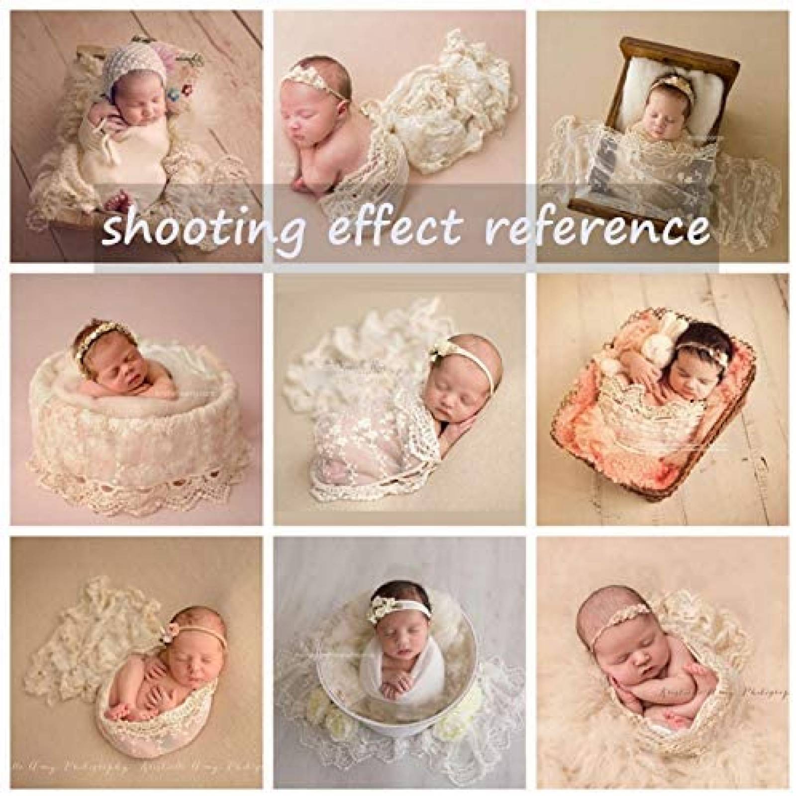 Manta Honra Encaje Suave Para Sesion Fotografica Bebe -Beige