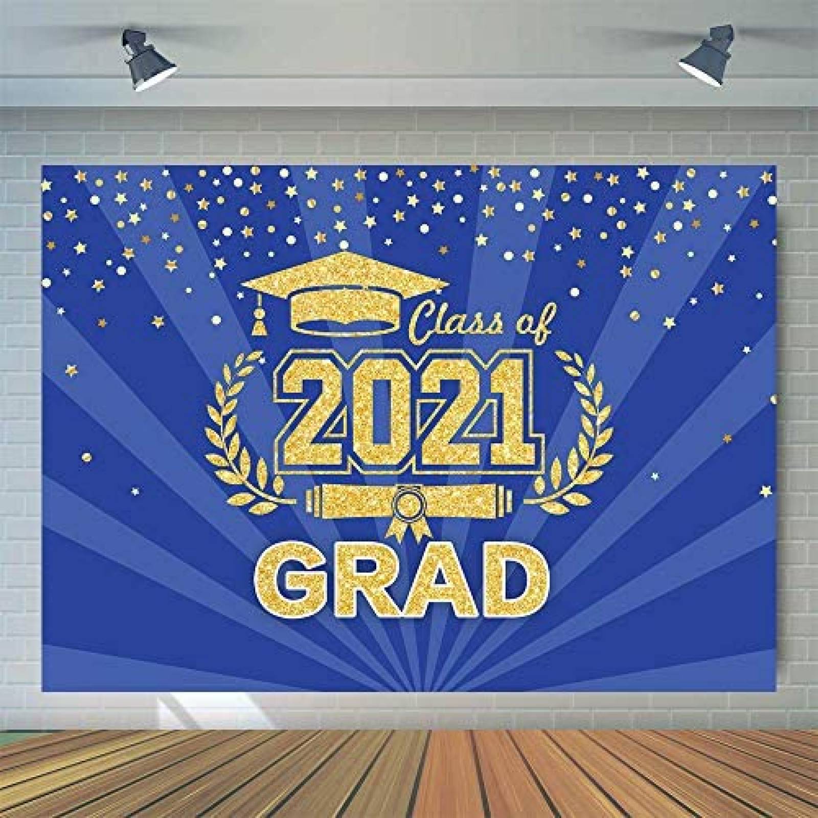 Fondo WOLADA de 7x5ft para ceremonia de graduacion -Azul