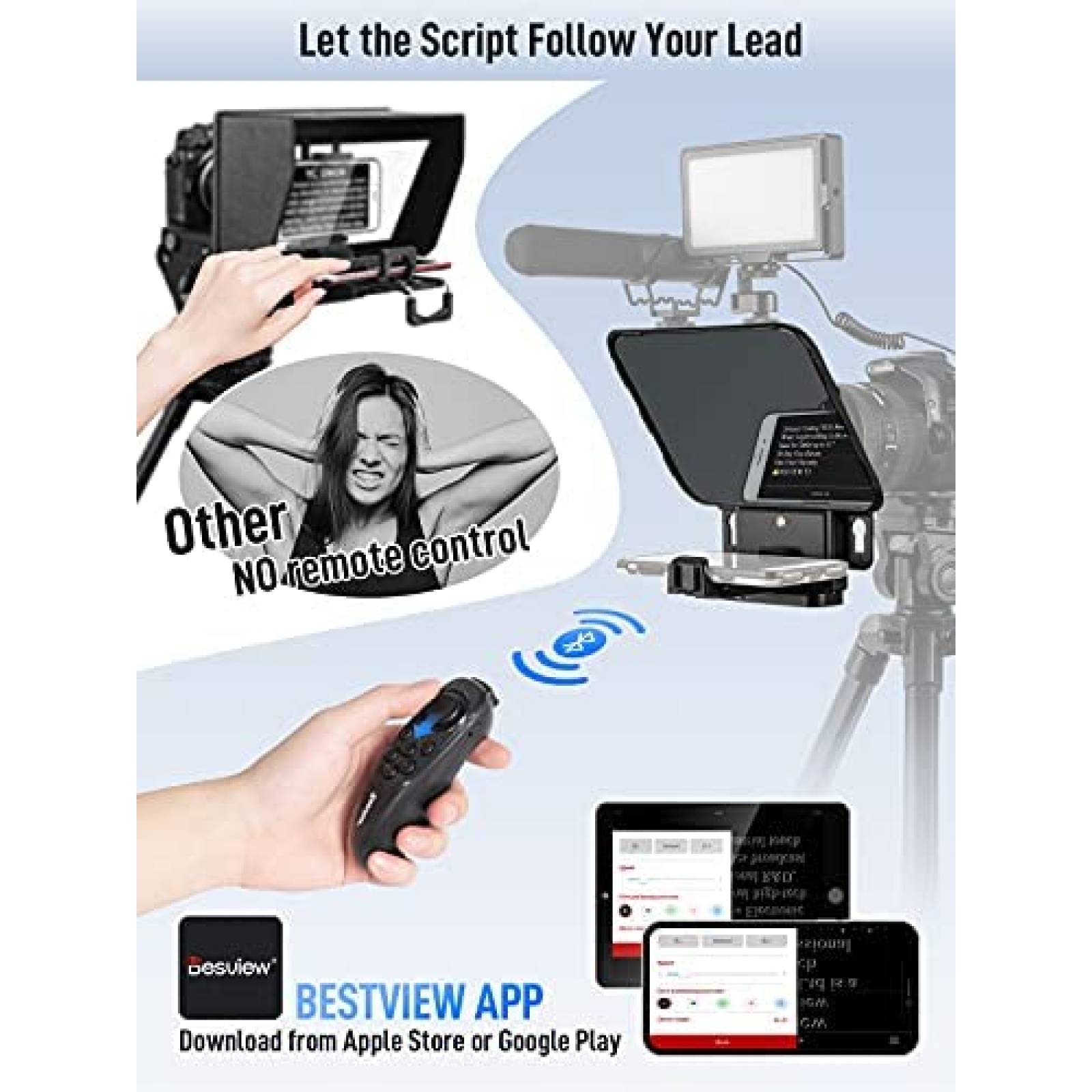 Telepronter para tablet Desview T3 11" con control -Negro