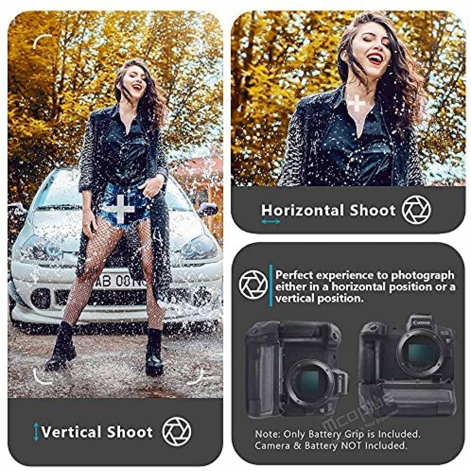 Empuñadura bateria Mcoplus EOS R Compatible con Canon -Negro