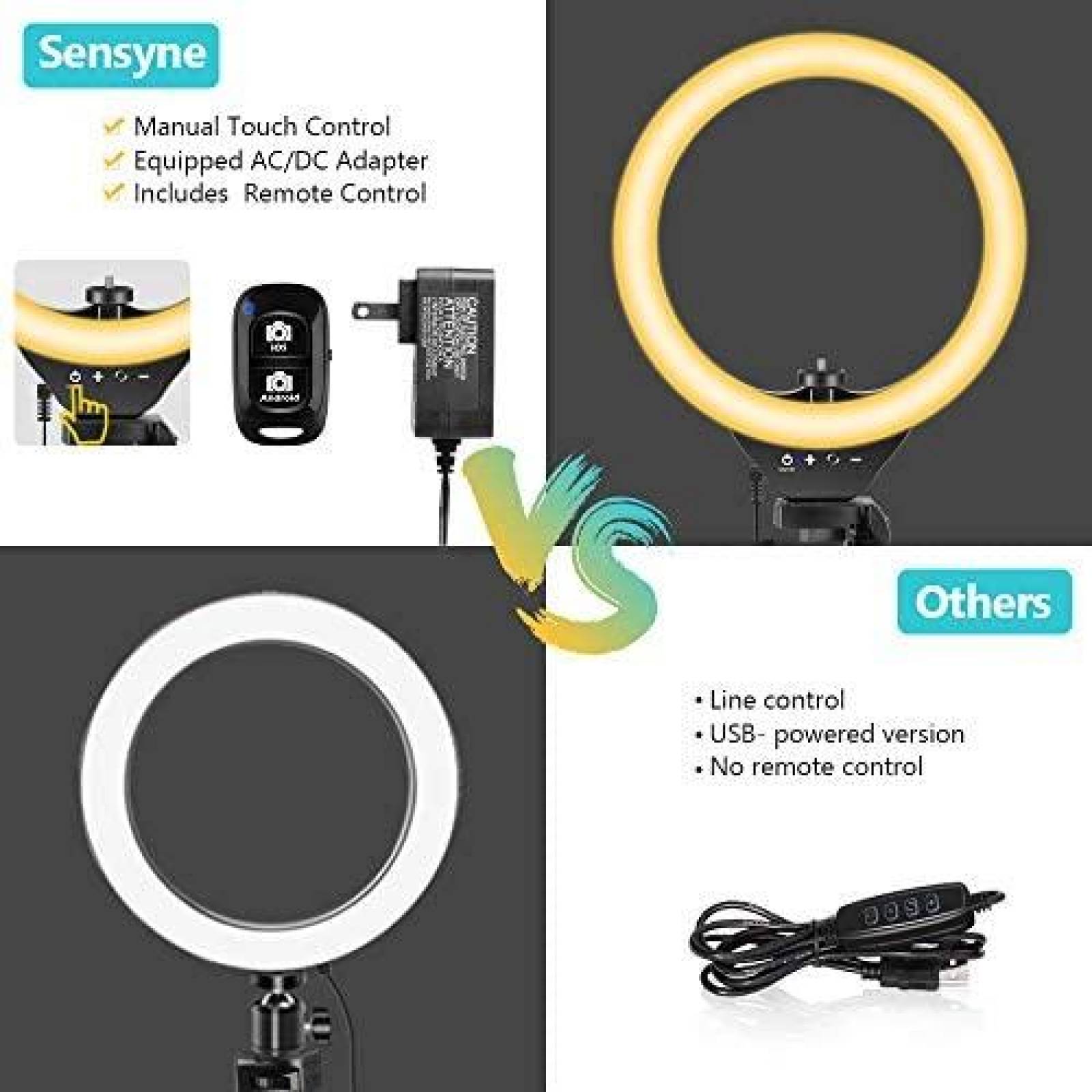 Aro de Luz Sensyne Luces LED de 10"+Tripie Extendible de 50"