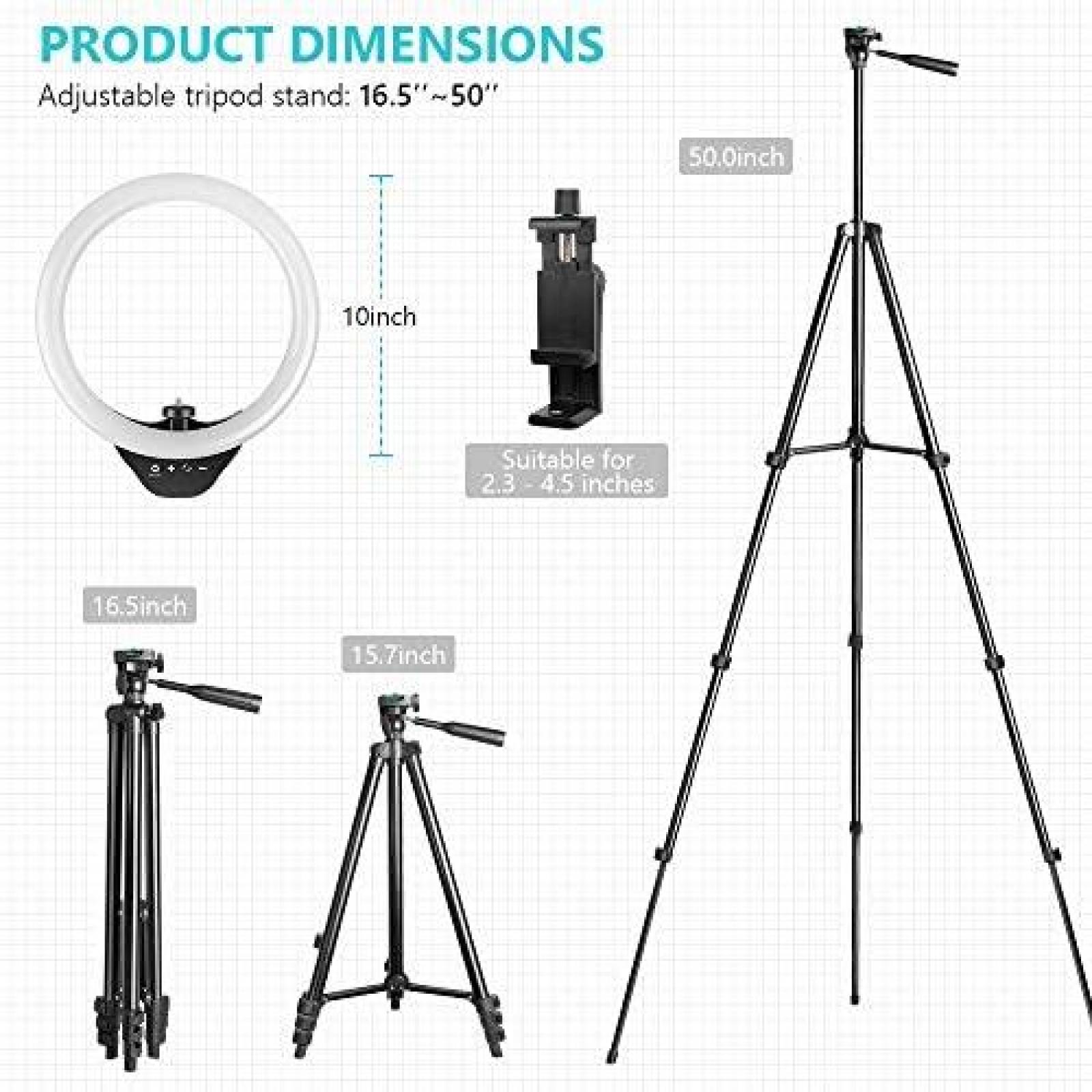 Aro de Luz Sensyne Luces LED de 10"+Tripie Extendible de 50"