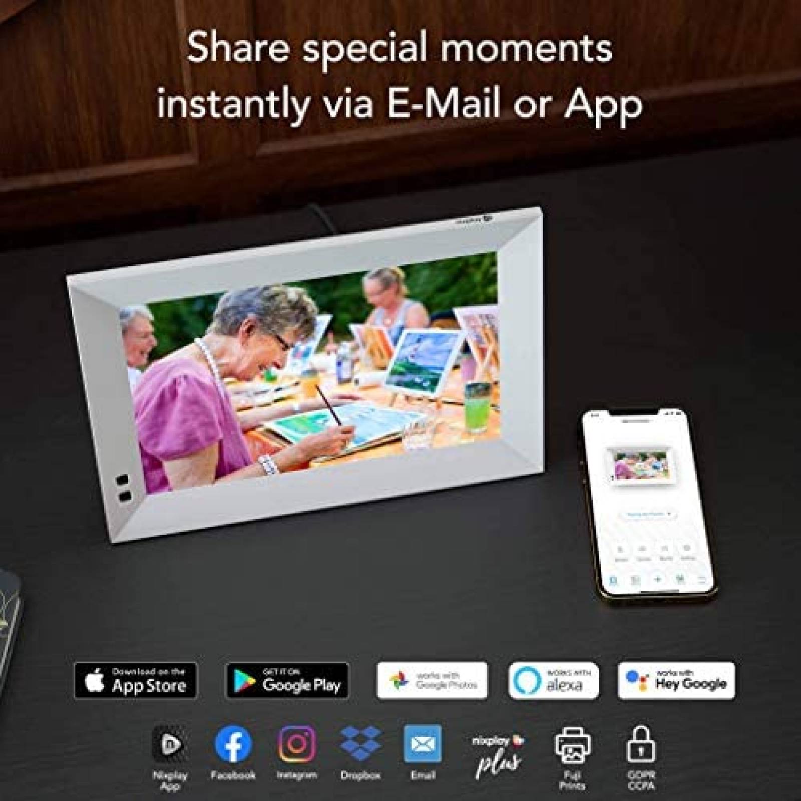 Marco de fotos digital Nixplay de 10.1" inteligente -Blanco