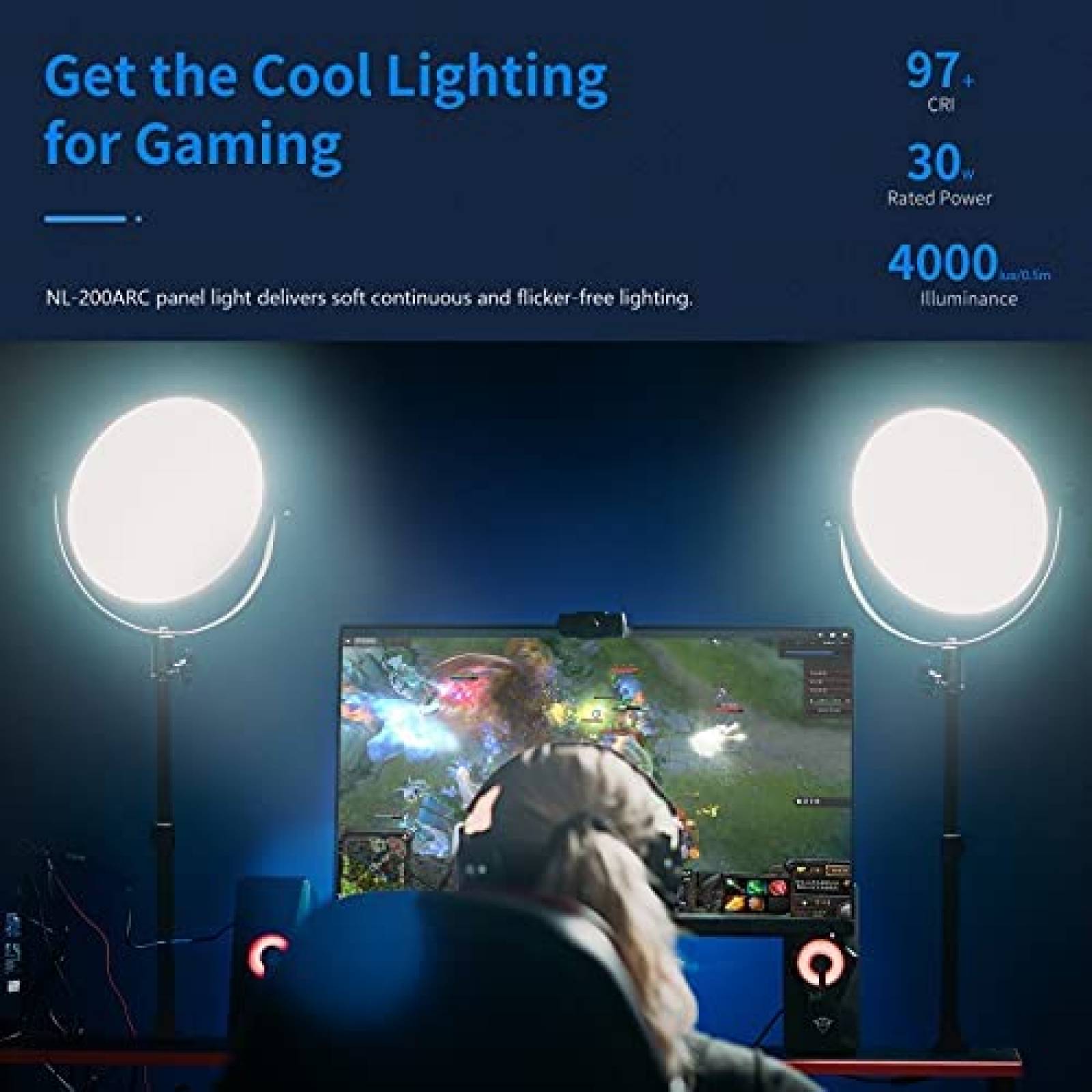 Lampara de video Neewer LED redonda con abrazadera -Negro