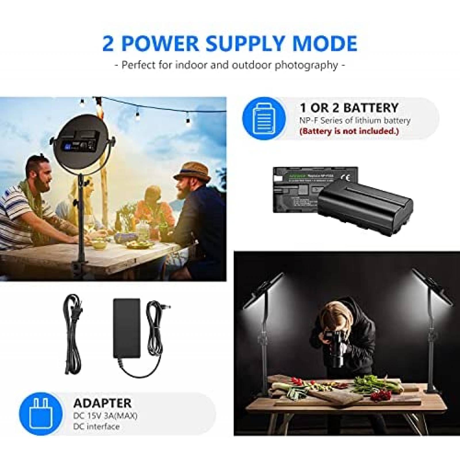 Lampara de video Neewer LED redonda con abrazadera -Negro