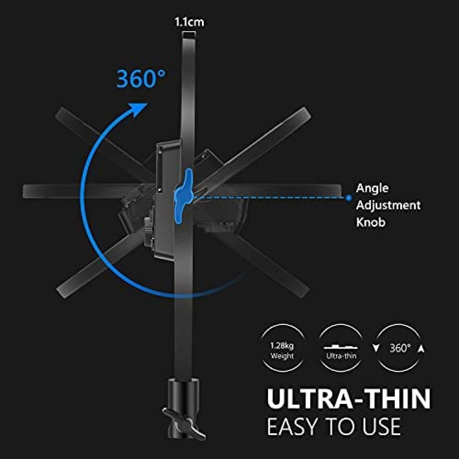 Lampara de video Neewer LED redonda con abrazadera -Negro