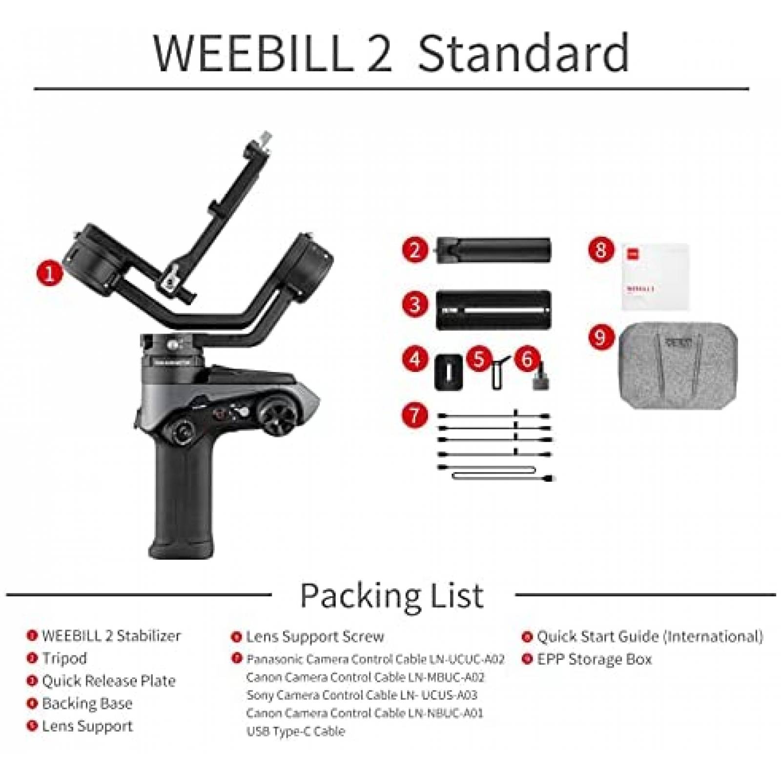 Estabilizador Zhiyun Weebill 2 de 3 Ejes para DSLR -Negro