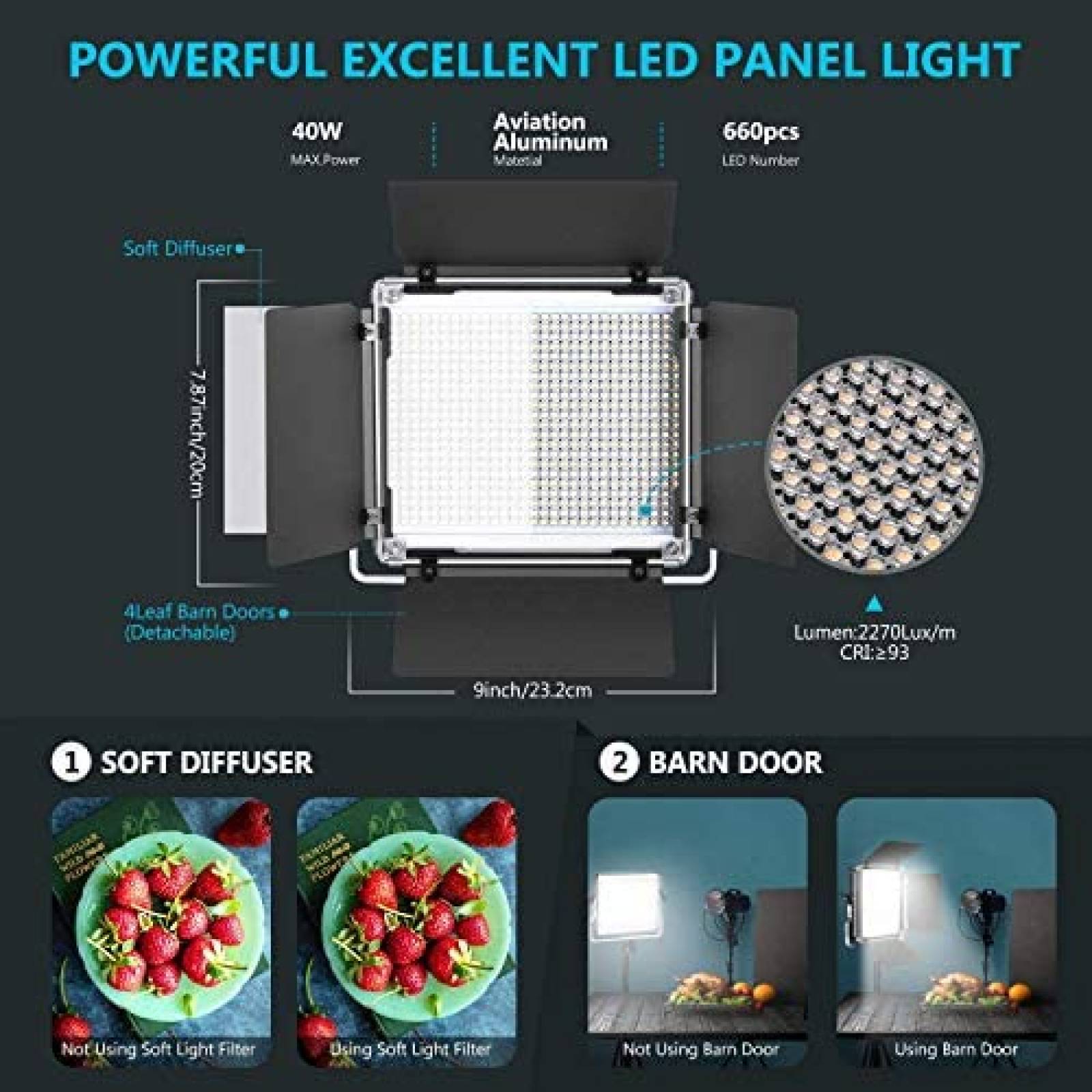 Kit Iluminacion Neewer SNL660 660 LED 3200K-5600K -Negro