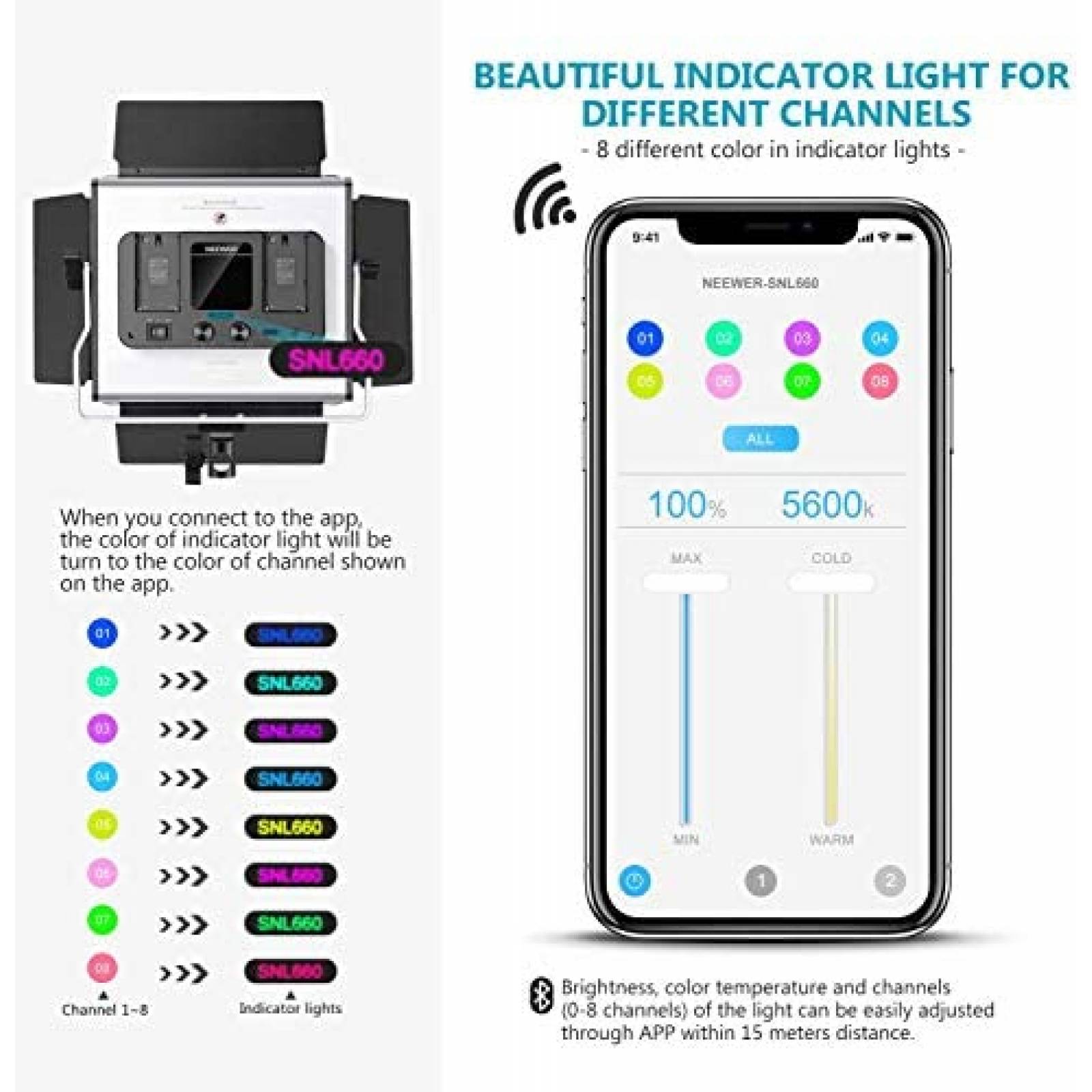 Kit Iluminacion Neewer SNL660 660 LED 3200K-5600K -Negro
