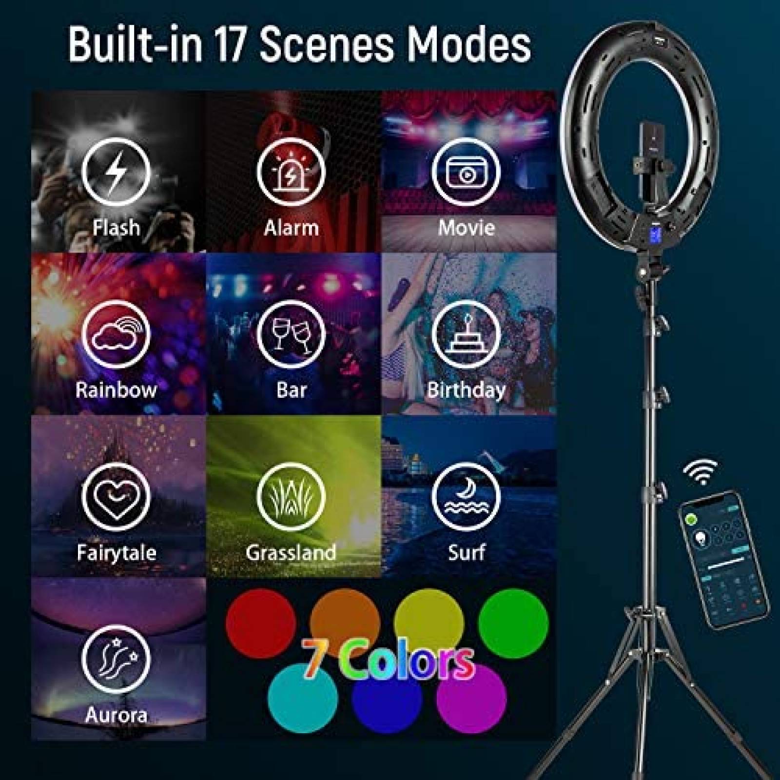 Anillo de Luz Weeylite LED de 8'' con Soporte para Celular