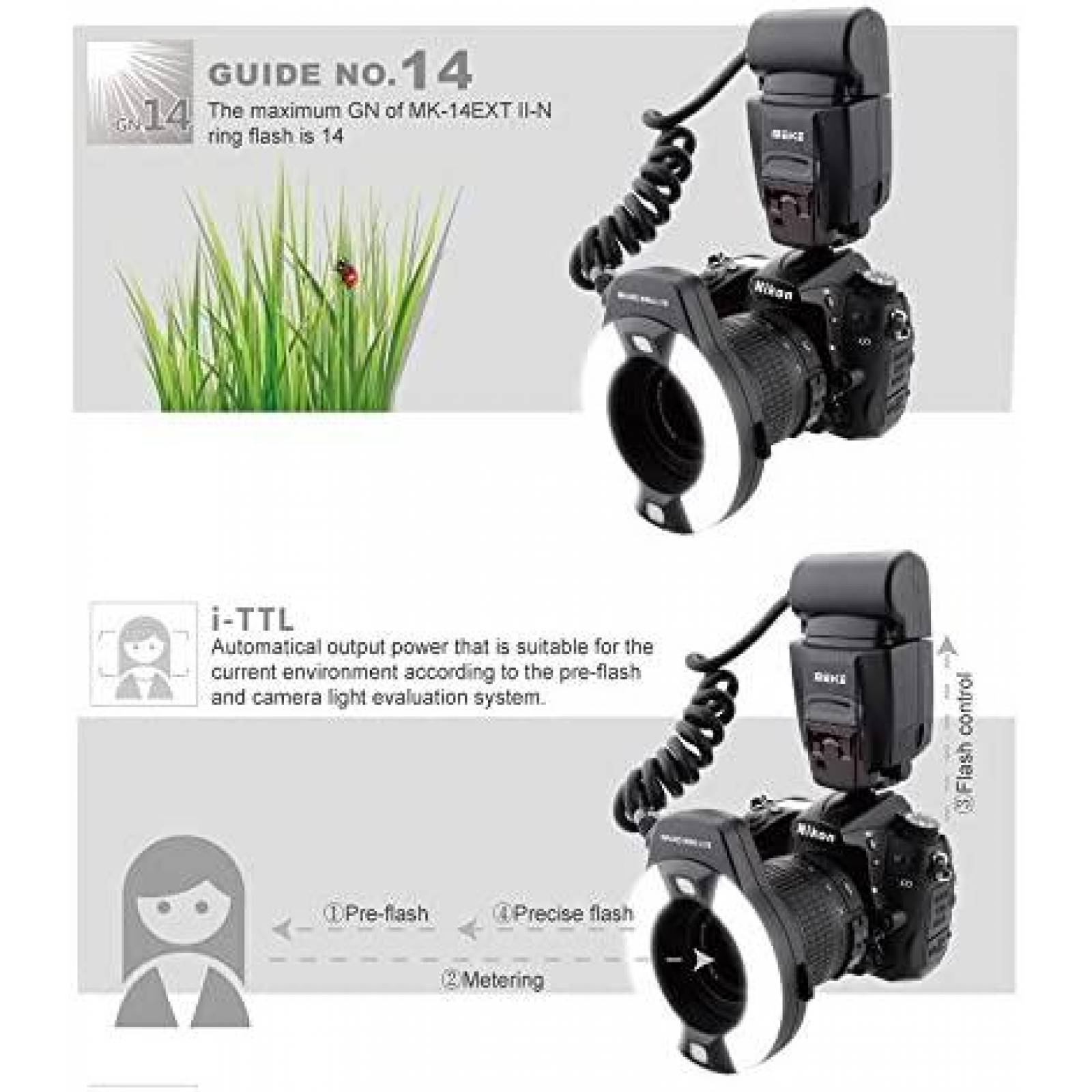 Flash Fotografico Meike LED para Nikon d3400 -Negro