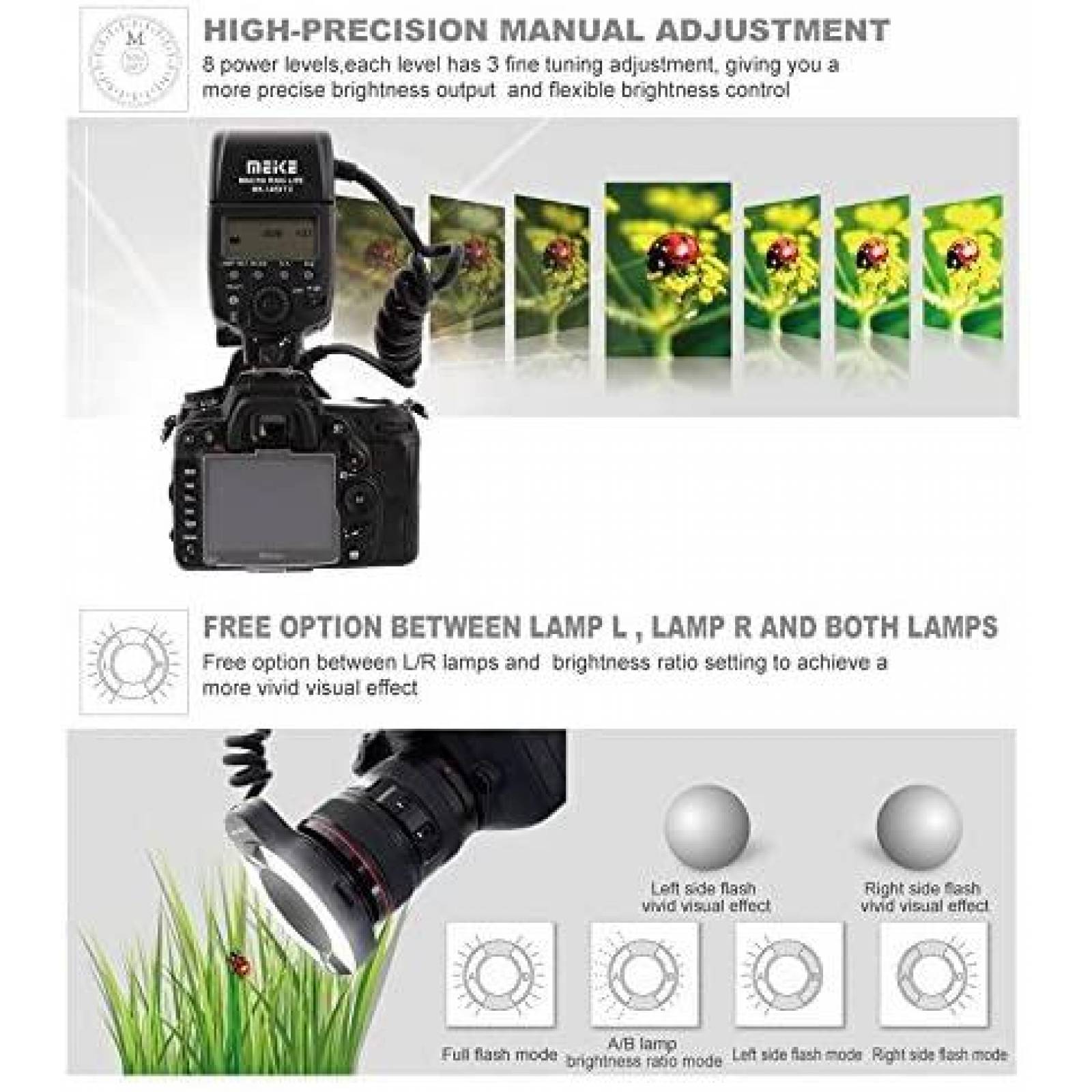 Flash Fotografico Meike LED para Nikon d3400 -Negro