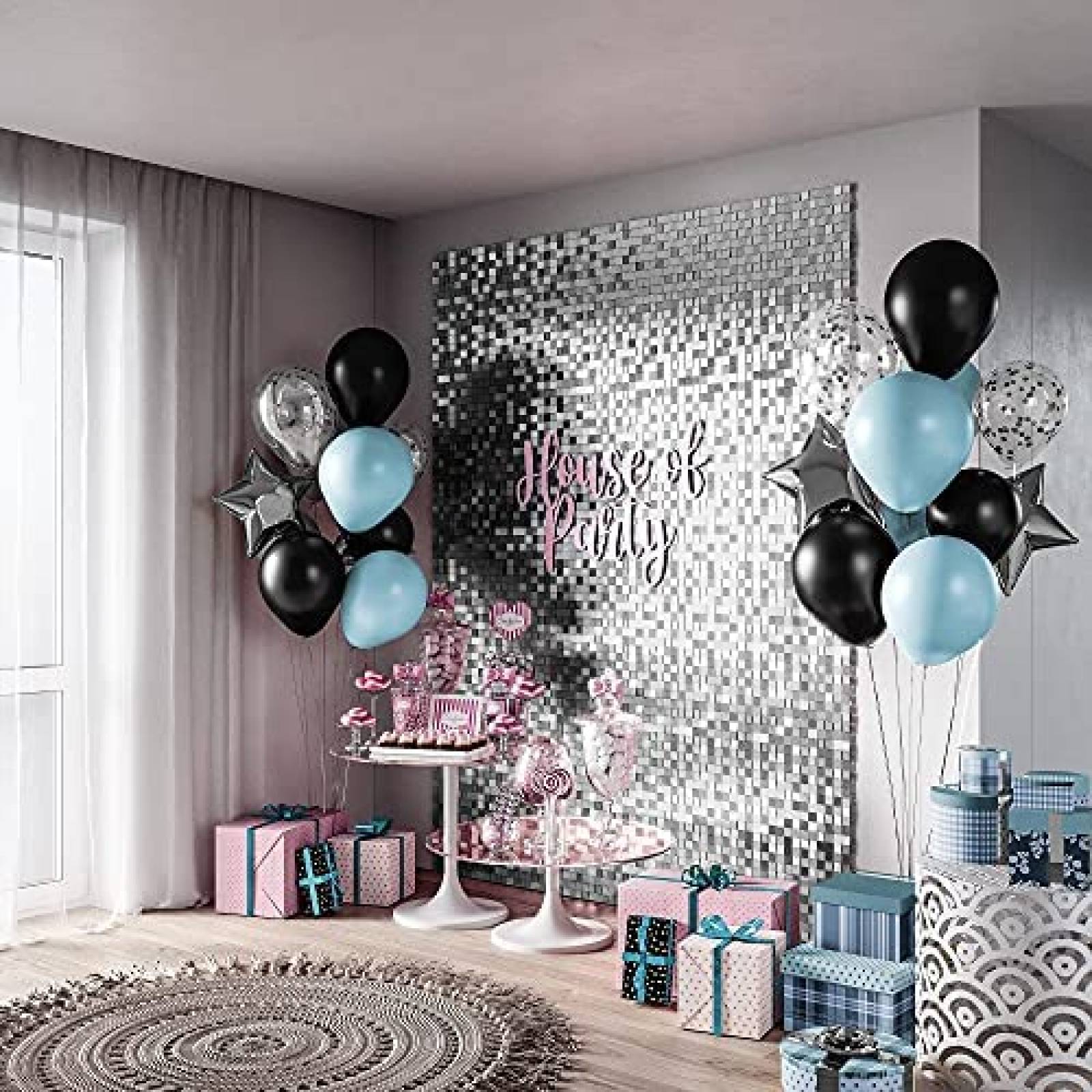 Fondo HOUSE OF PARTY paquete de 24 para fiesta -Plateado