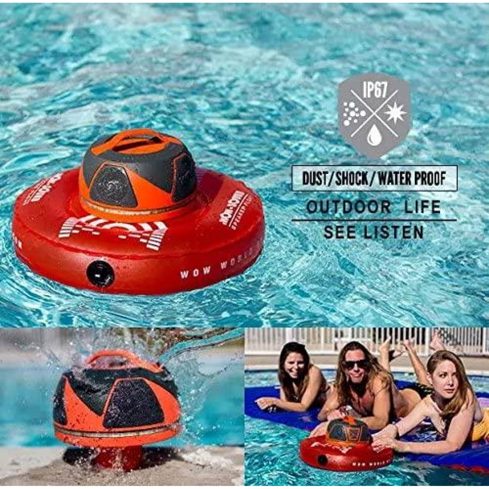 Bocina WOW Sports Flotante Bluetooth Impermeable LED