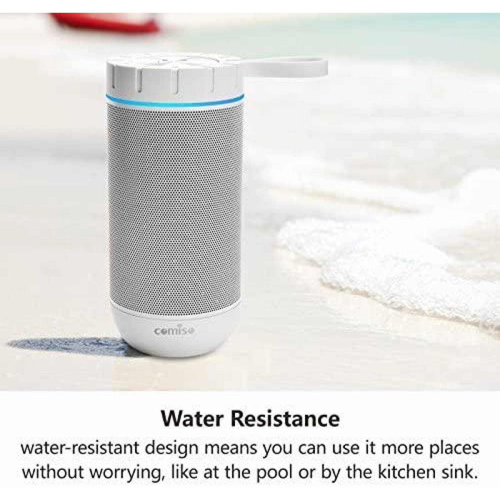 Bocina COMISO IPX5 A Prueba de Agua Inalambrica -Blanco