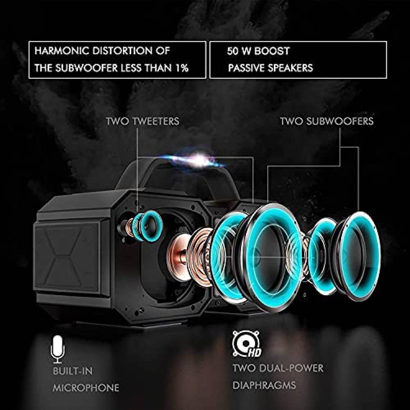 Bocina BUGANI Impermeable Bluetooth 50W Exteriores -Gris