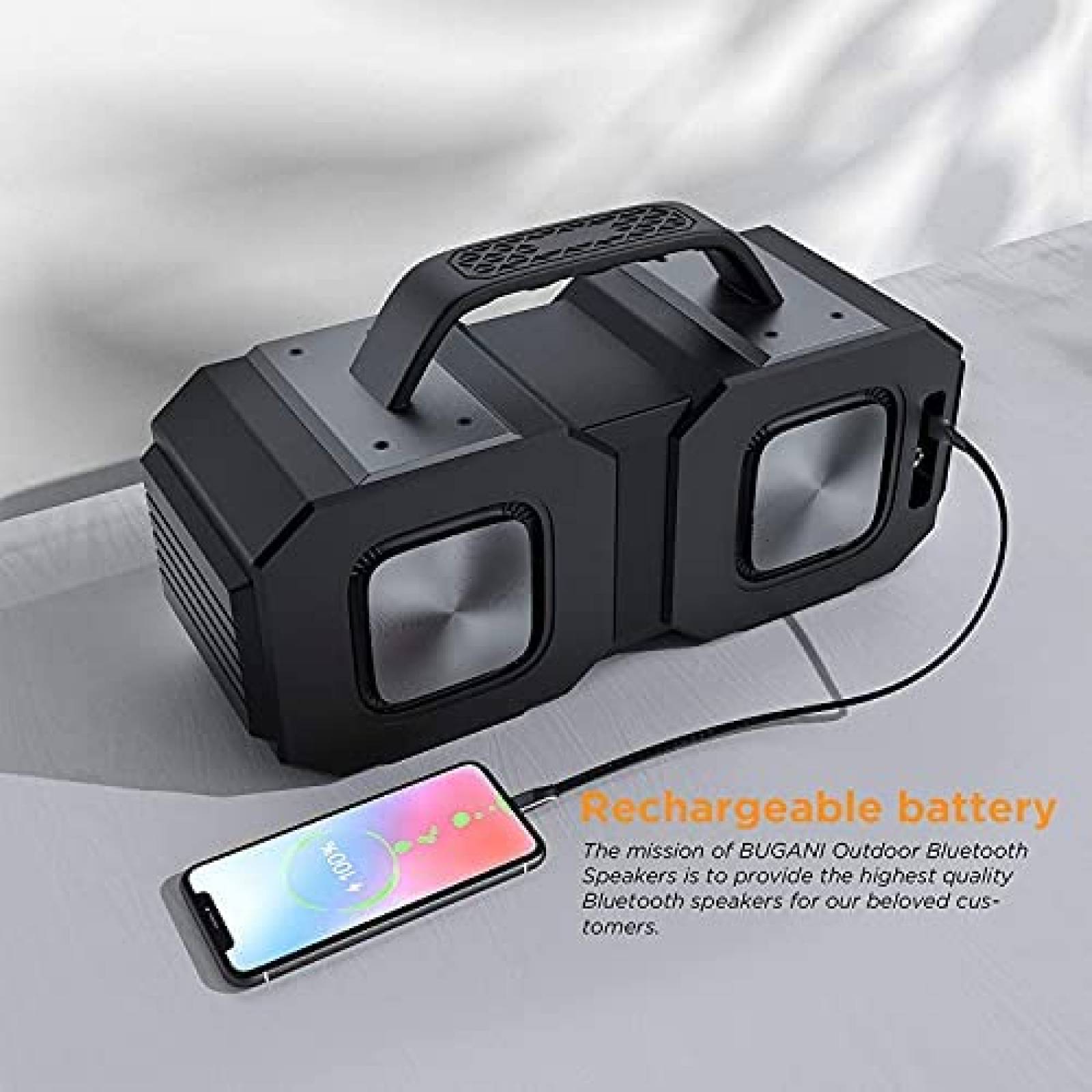 Bocina BUGANI Impermeable Bluetooth 50W Exteriores -Gris