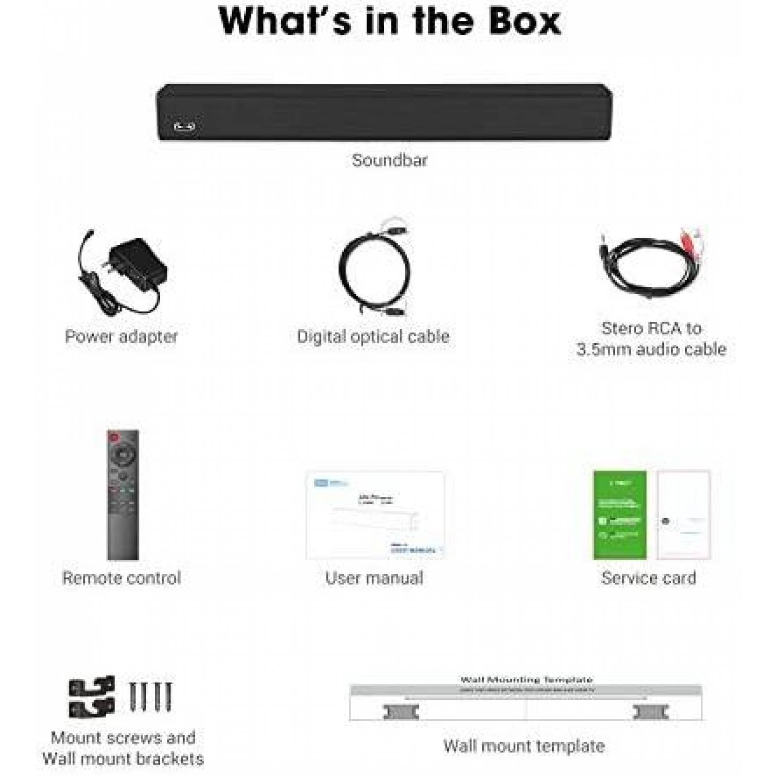 Barra de sonido Bestisan 2020 32" 2.1Canales 100vatios Negro