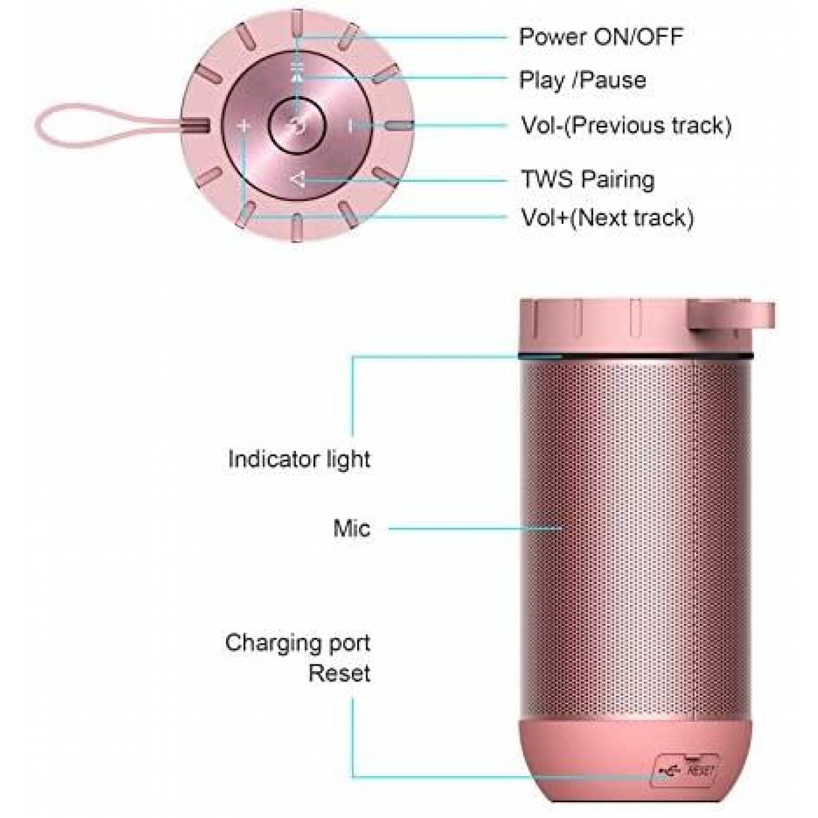 Bocina COMISO Bluetooth Inalambrica Portatil de 24 horas