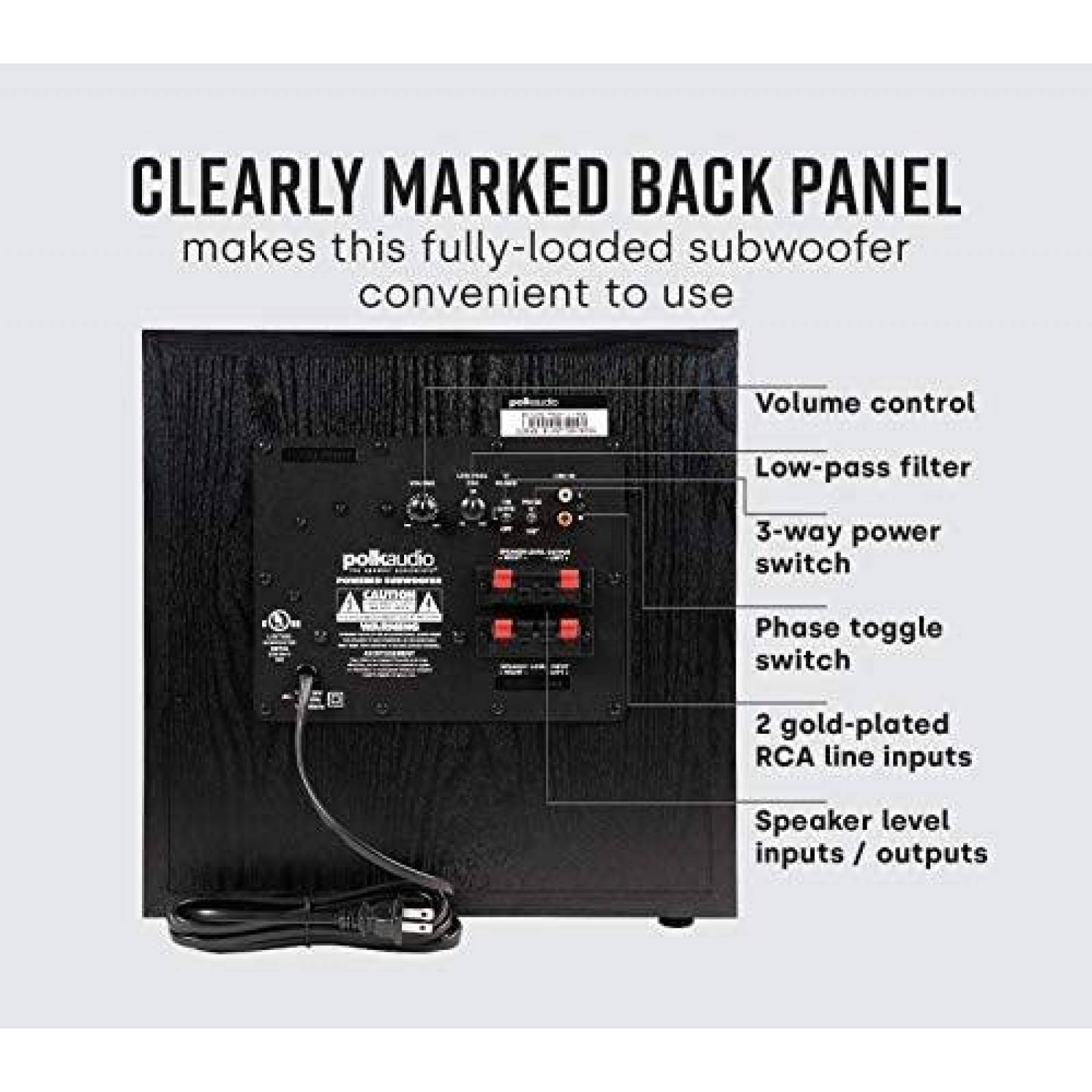 Subwoofer Polk Audio PSW10 de 10" hasta 100 W -Negro