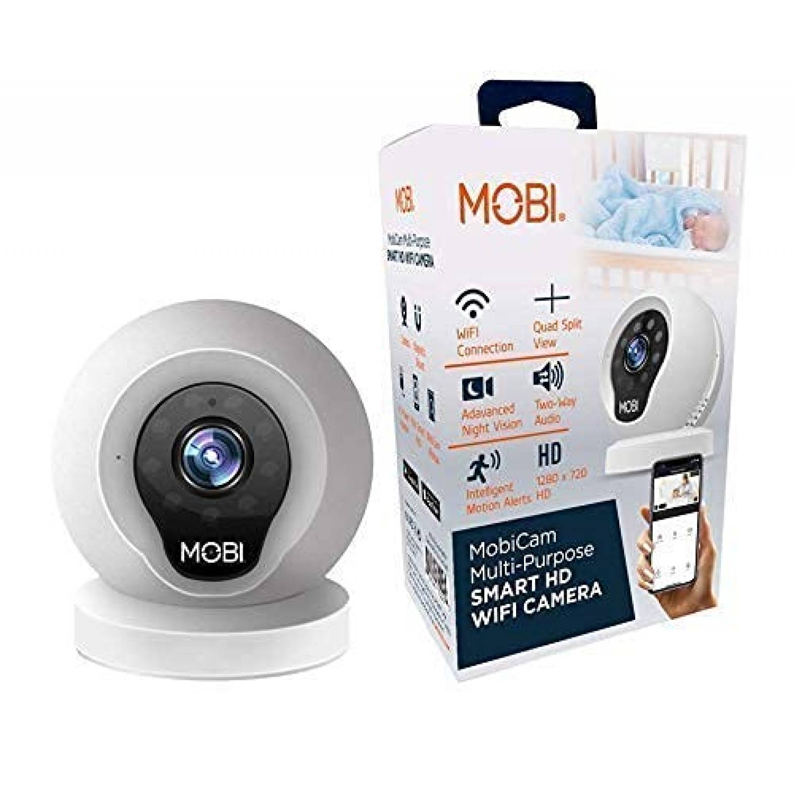 Camara Bebe MOBI Monito Wifi 40 pies Sensor Puerta Ventana
